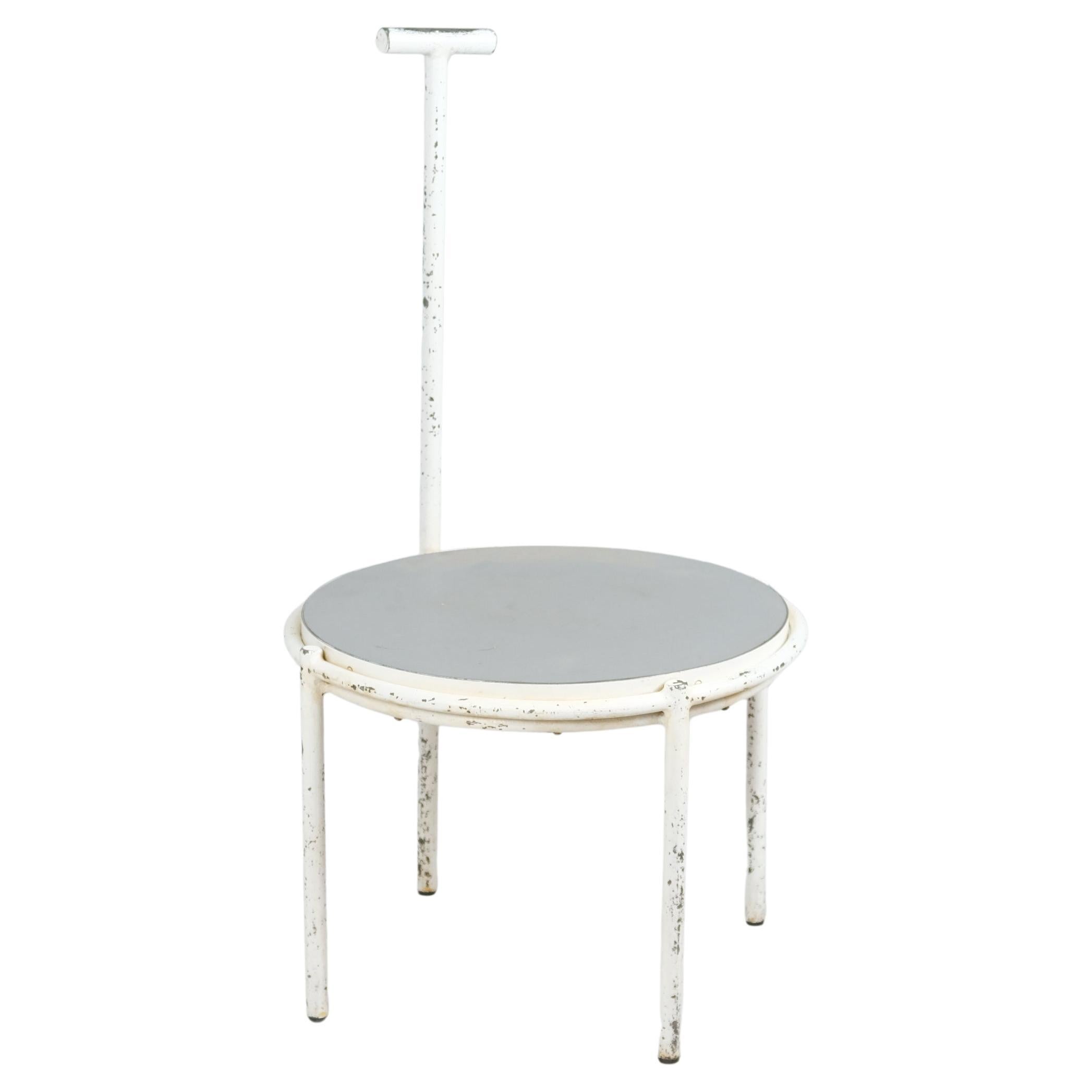 Charming Mid-Century Modern Step Stool in White Painted Metal, Finland 1950s