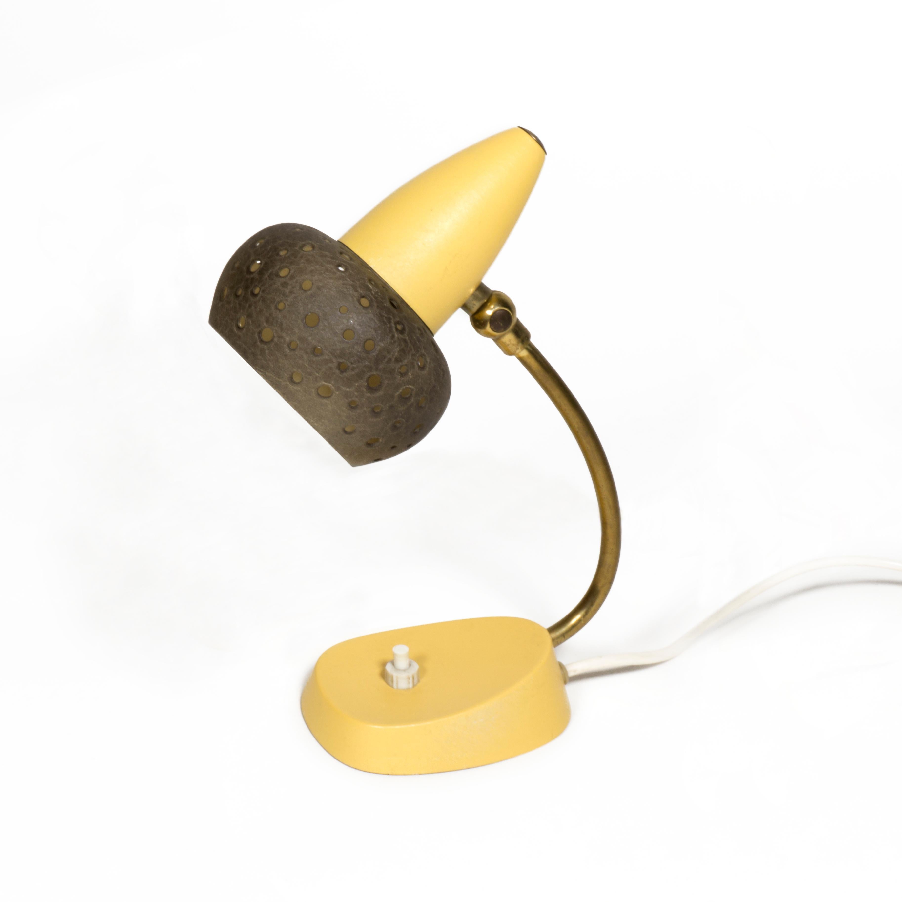 Mid-Century Modern Charming Mid Century Pair Perforated Shrink Lacquer Bedside Table Lamps, 1950s For Sale