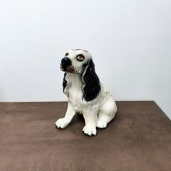 Charming Mid-Century Porcelain Spaniel Dog Figurine with Expressive Eyes