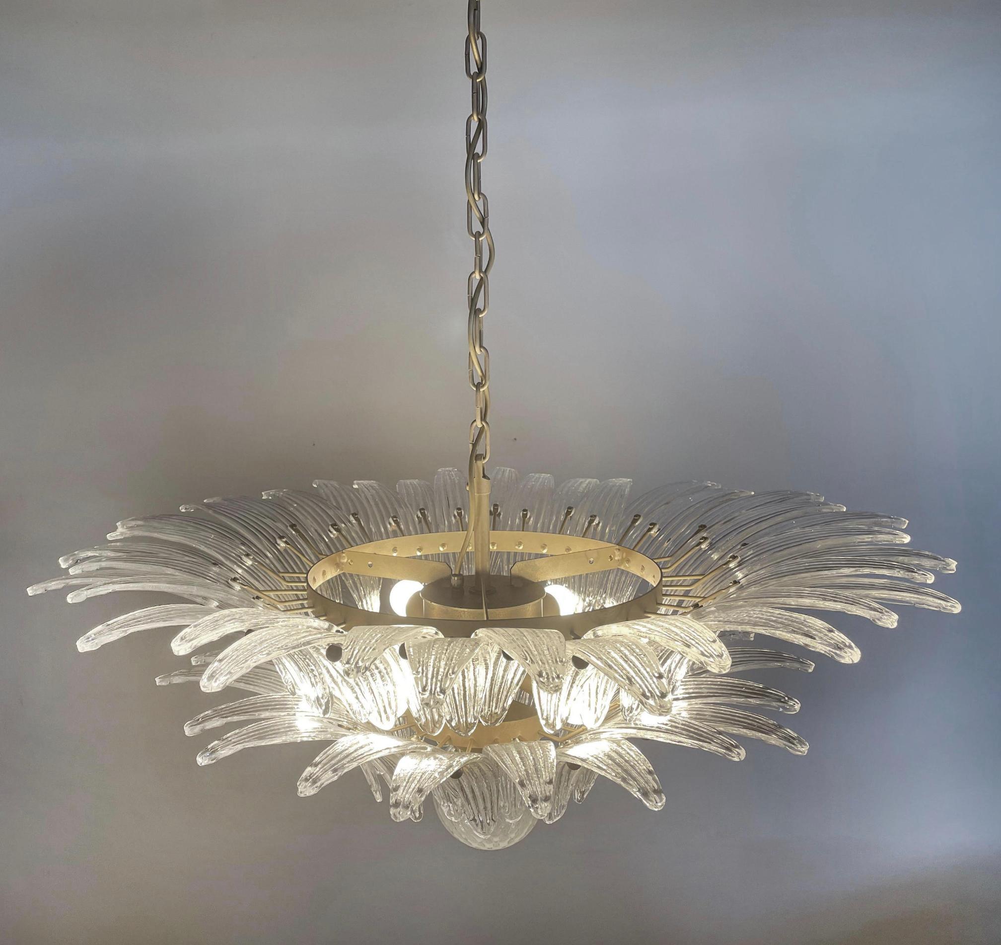 Charming Midcentury Italian Leaves Chandelier, Murano 12