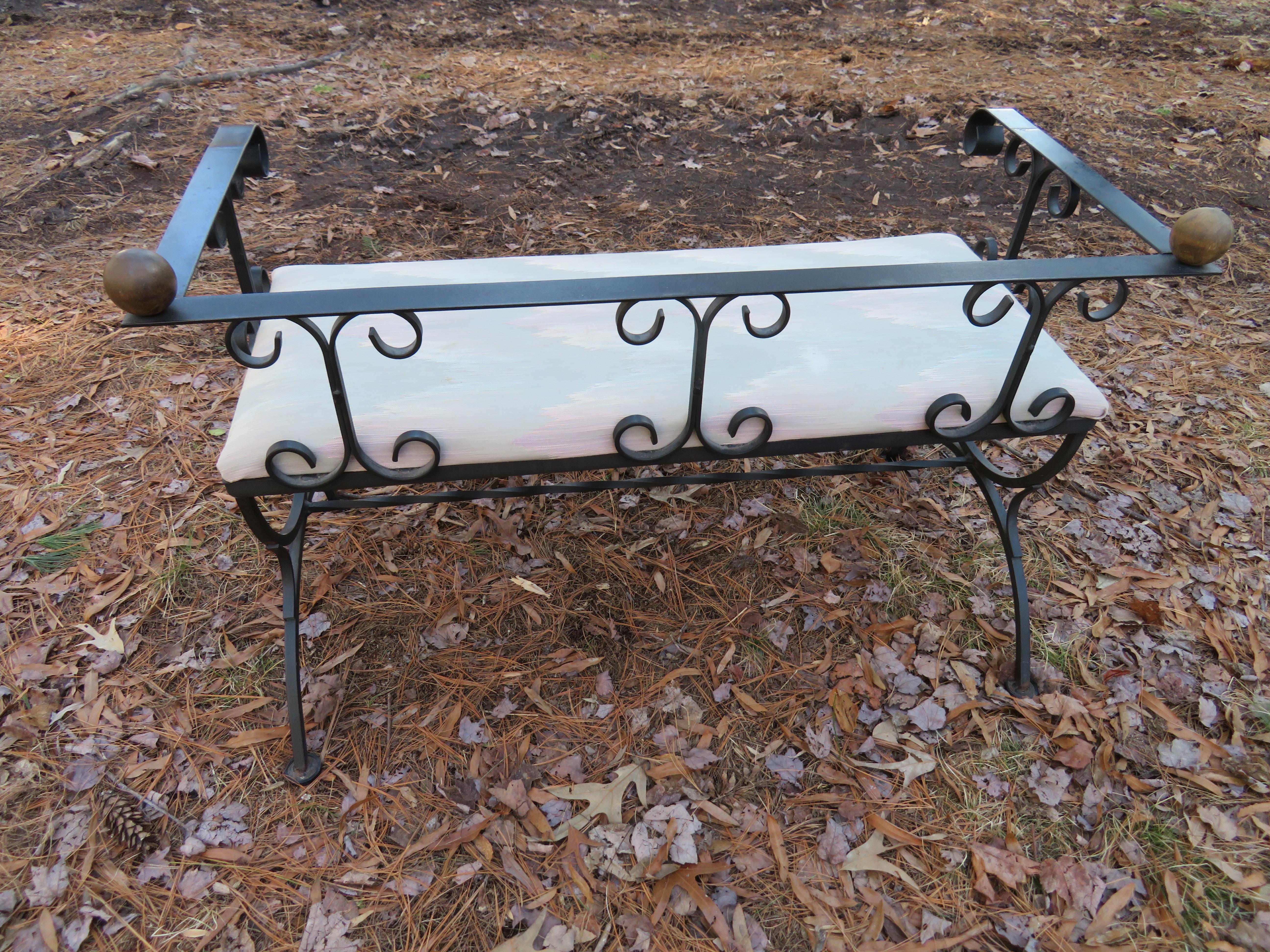 Mid-20th Century Charming Minimal Design Scroll Iron Bench For Sale