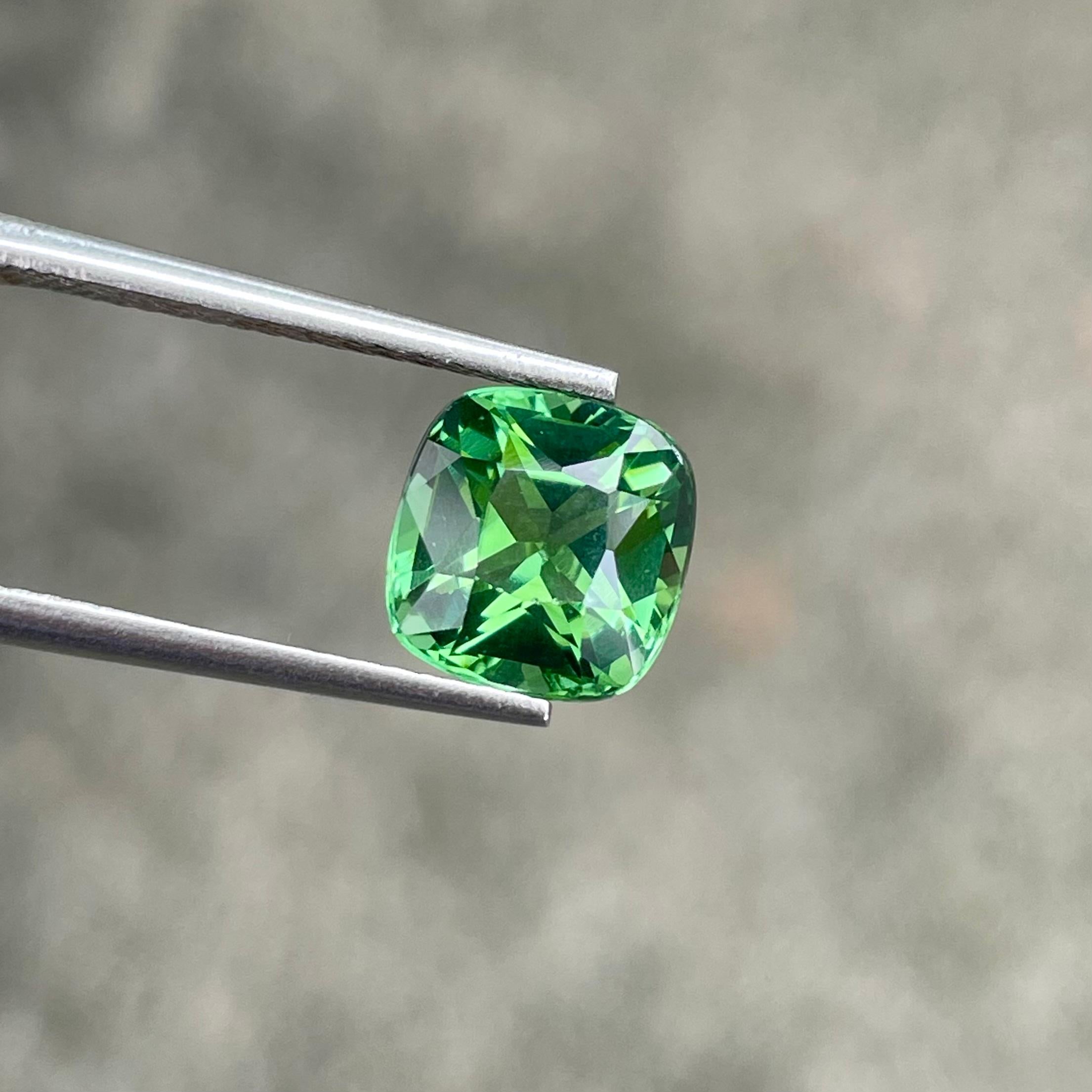 Charmante tourmaline afghane naturelle vert menthe de 2,85 carats, taille coussin Neuf - En vente à Bangkok, TH