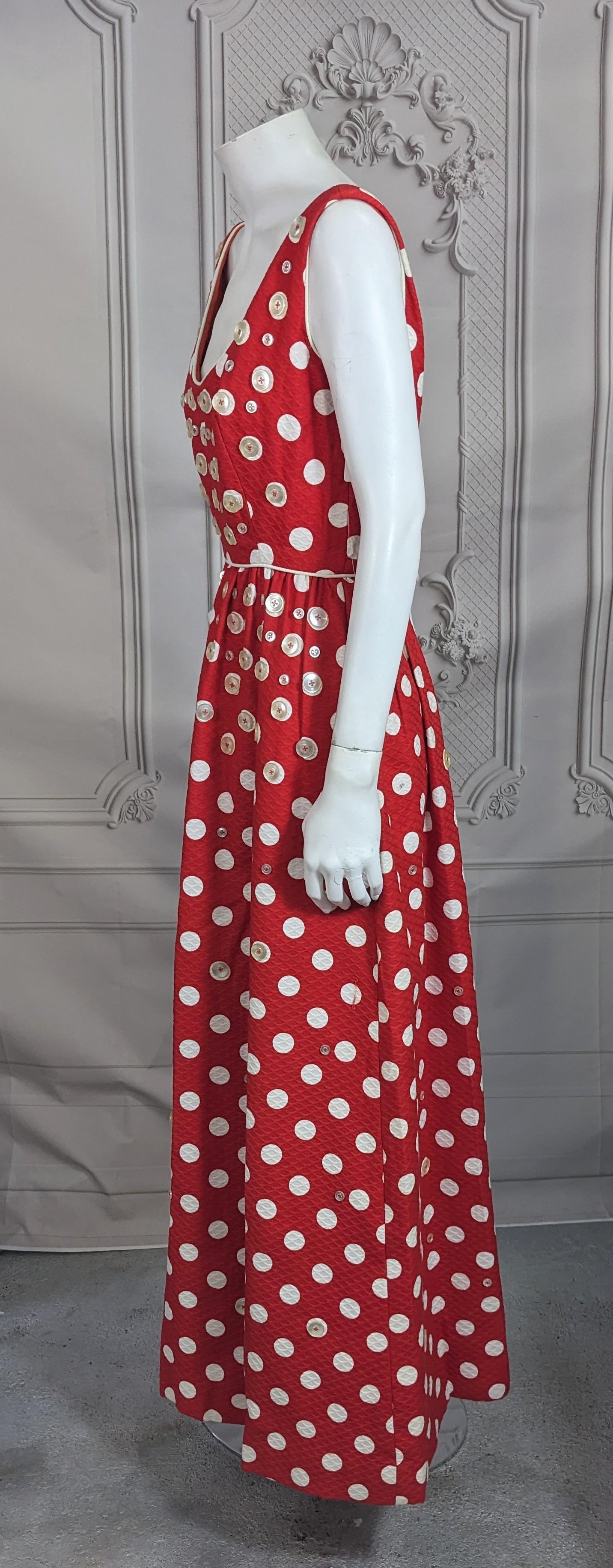 Charming Mod Button Decorated Maxi In Excellent Condition For Sale In New York, NY