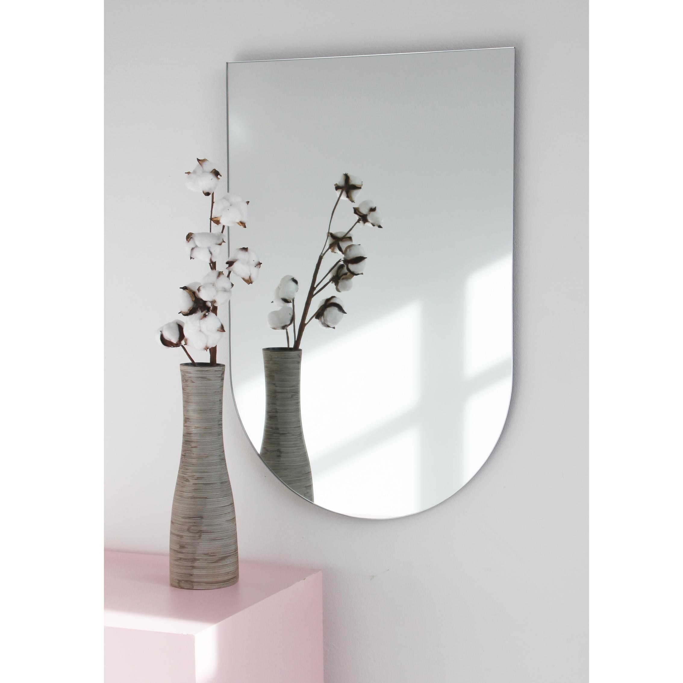 Arcus Arched Minimalist Frameless Mirror with Floating Effect, Large For Sale 1