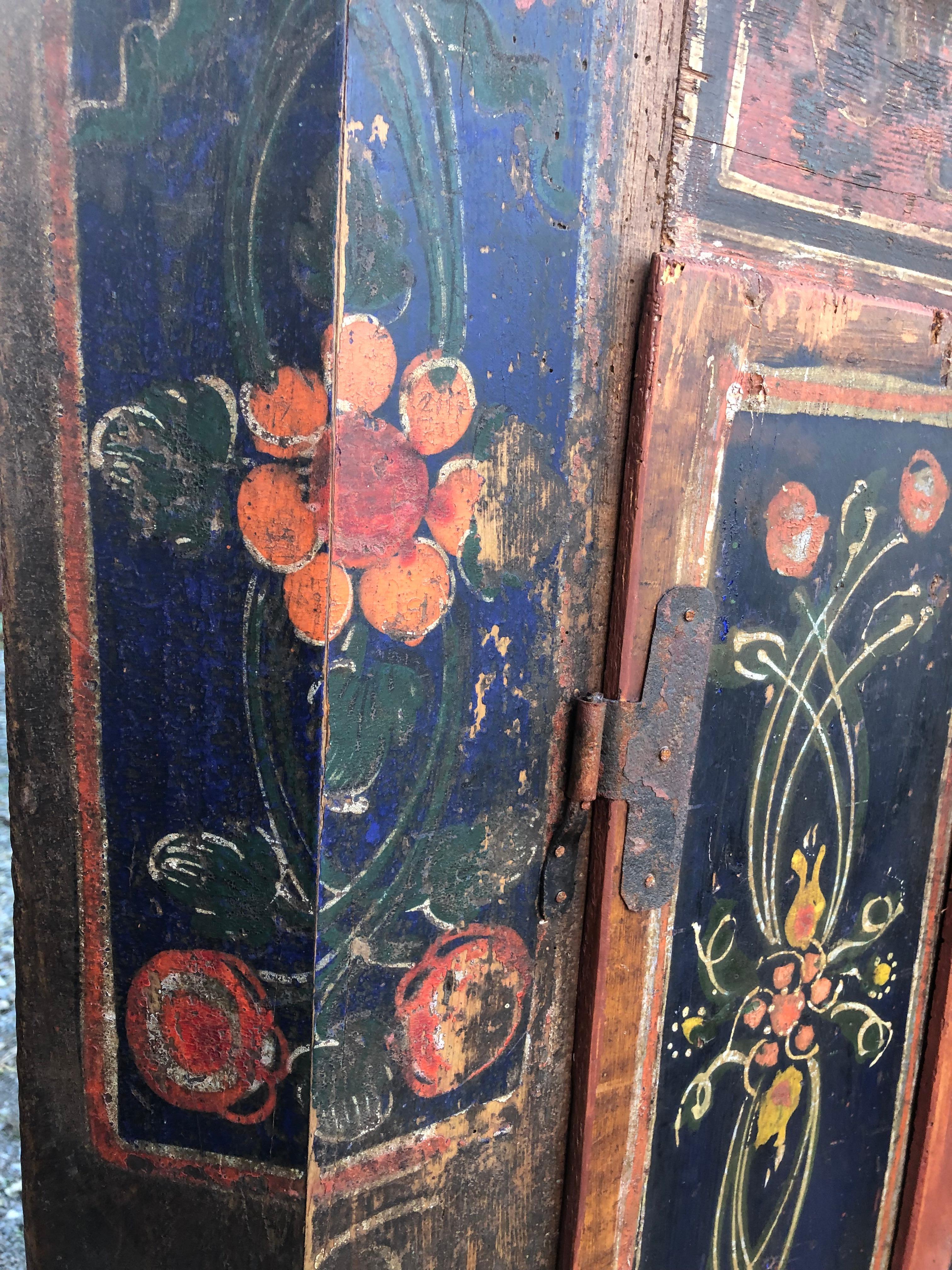 Charming Moroccan Hand Painted Rustic Corner Cabinet 5