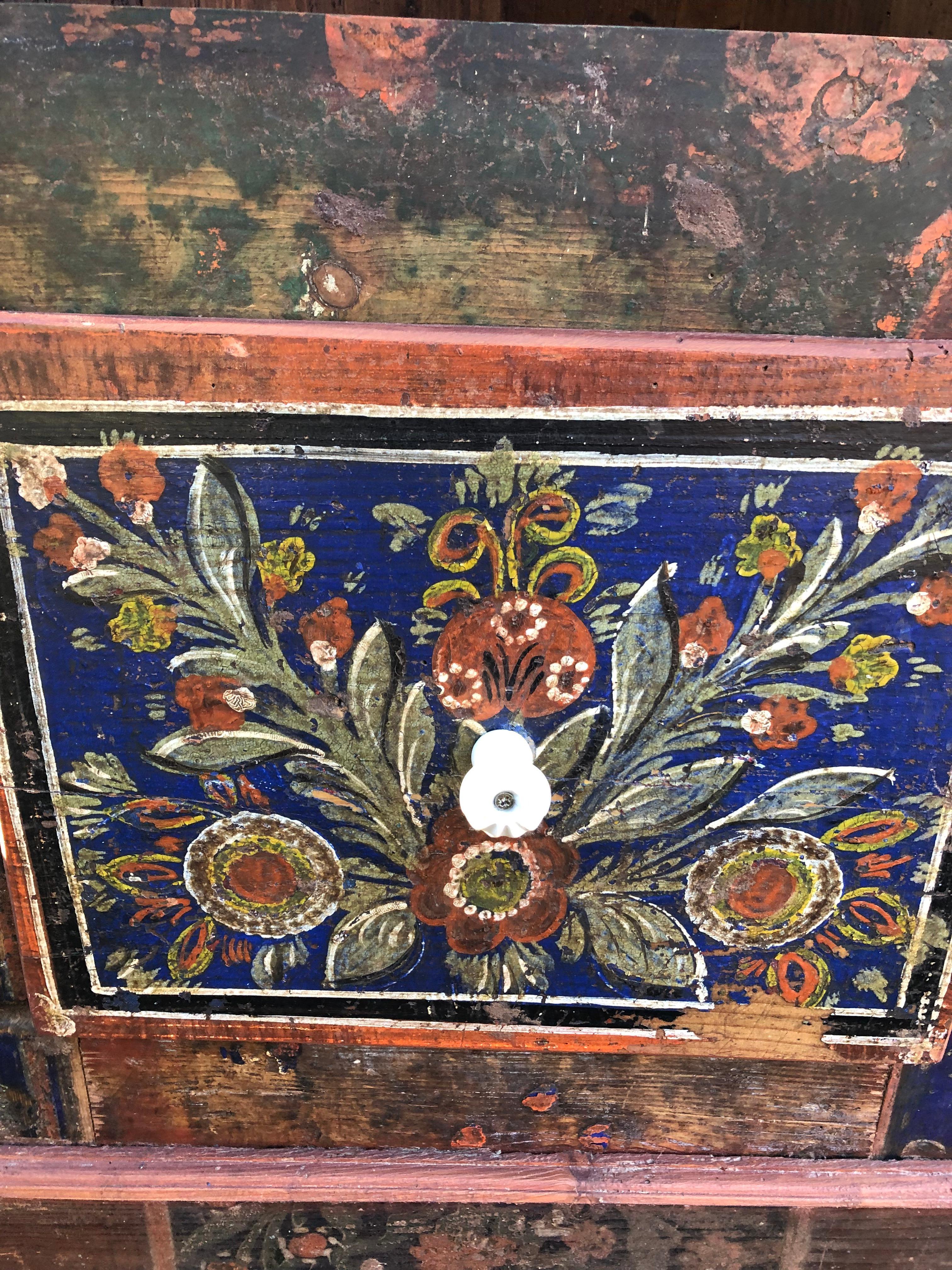 Charming Moroccan Hand Painted Rustic Corner Cabinet 4