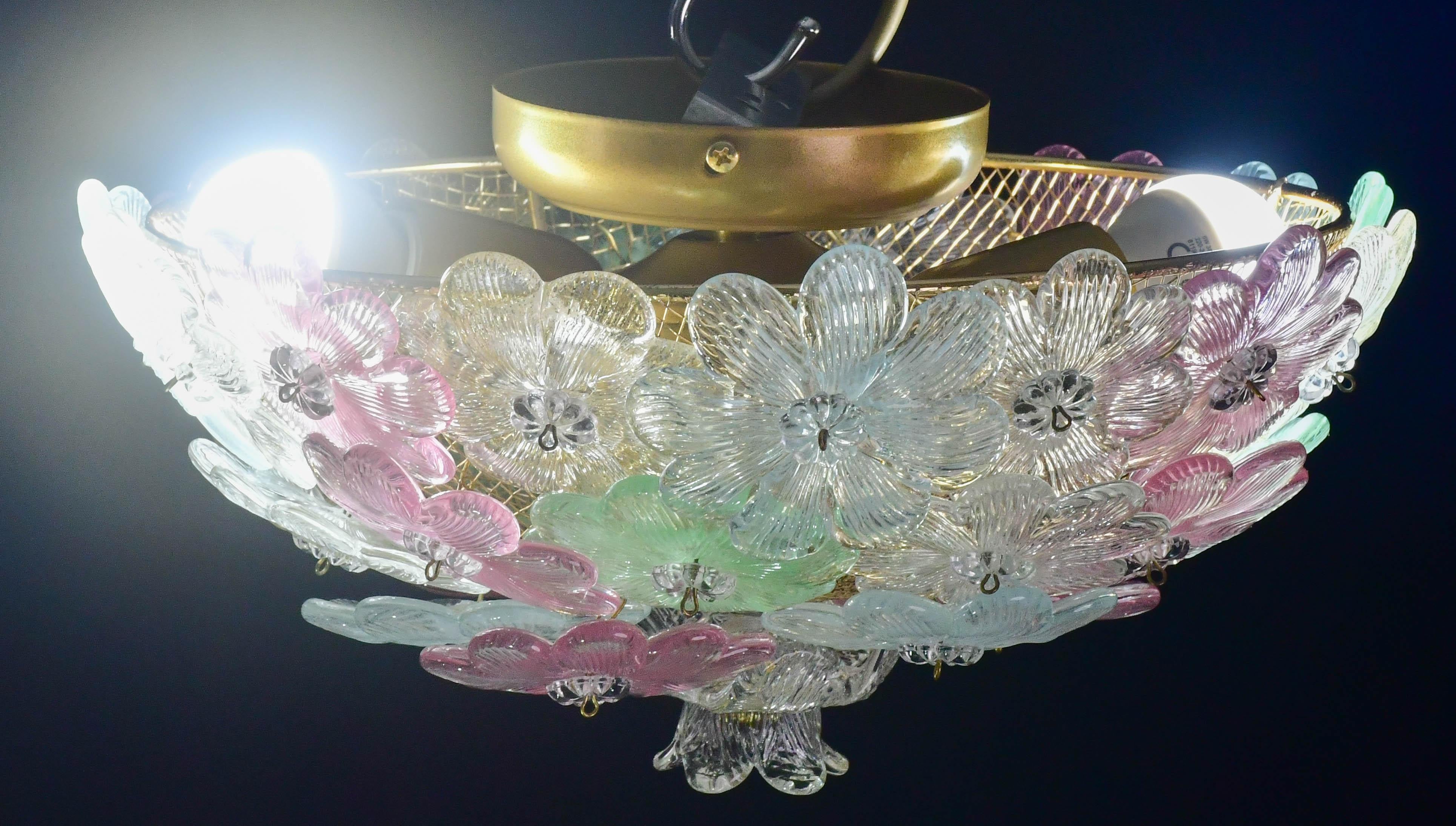 Encantadora lámpara de Murano Barovier & Toso Flowers Flush Light Fixture, Techo, Años 60 en venta 5