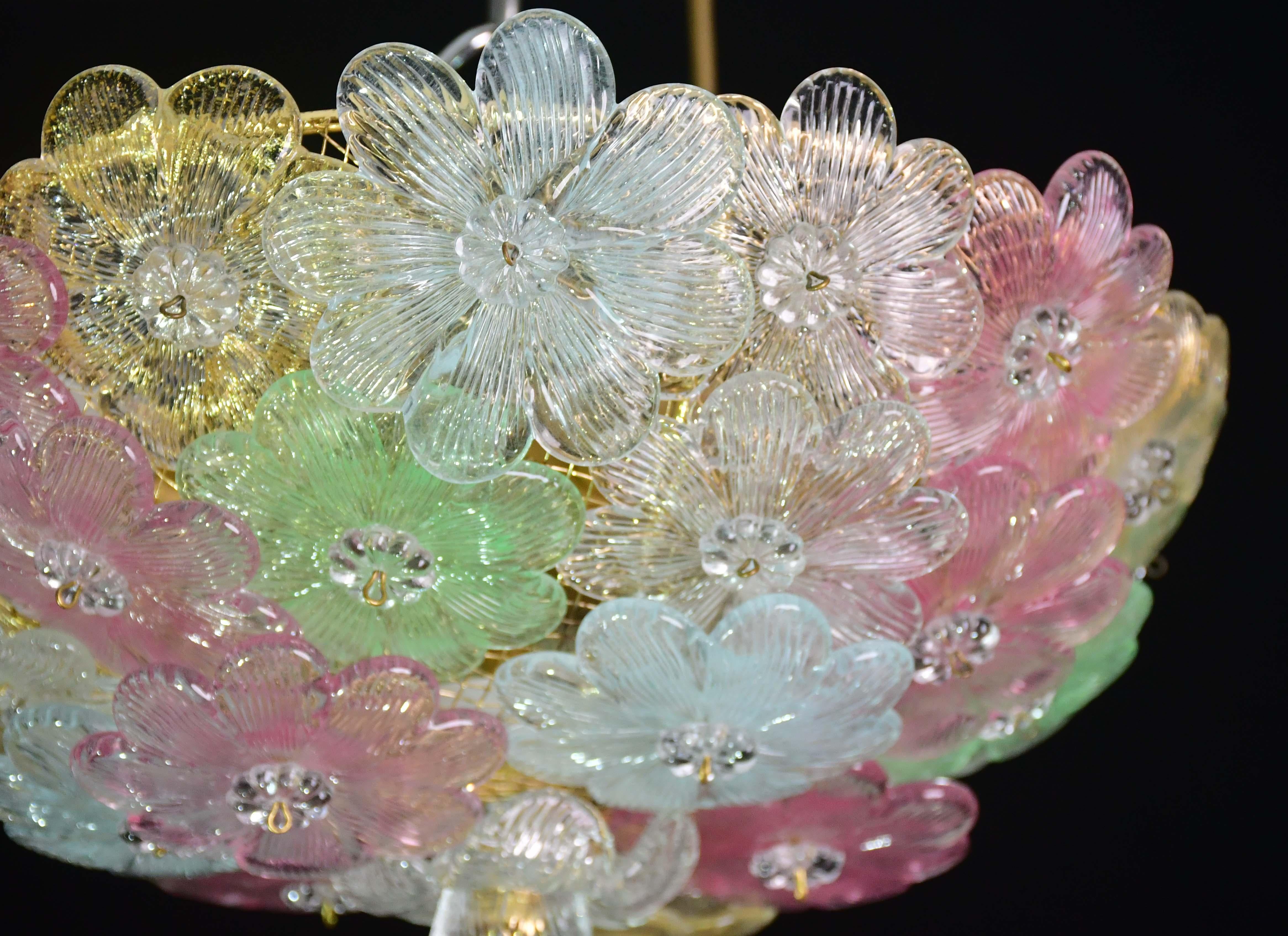 Encantadora lámpara de Murano Barovier & Toso Flowers Flush Light Fixture, Techo, Años 60 en venta 9