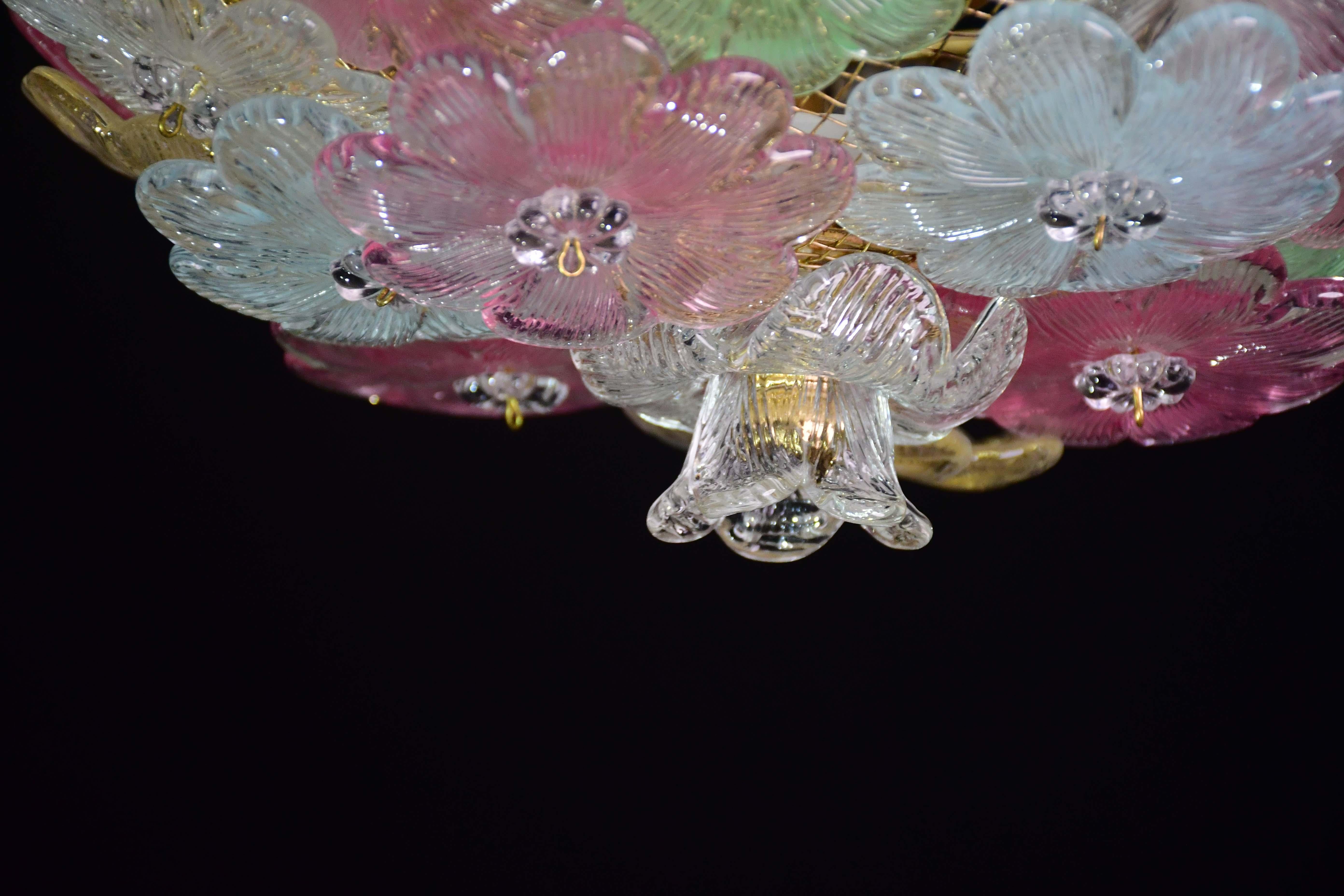 Encantadora lámpara de Murano Barovier & Toso Flowers Flush Light Fixture, Techo, Años 60 en venta 10