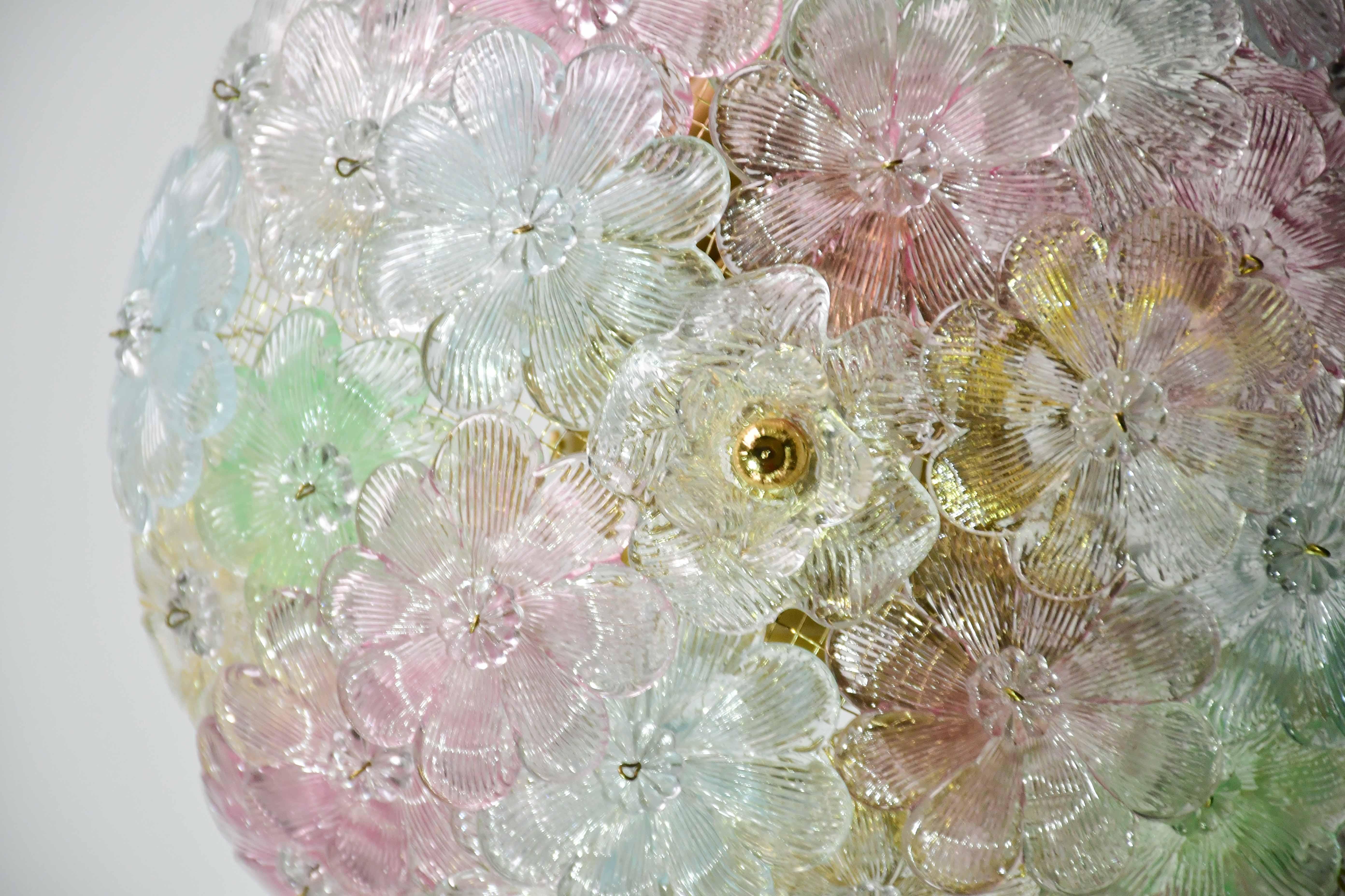 Encantadora lámpara de Murano Barovier & Toso Flowers Flush Light Fixture, Techo, Años 60 en venta 11