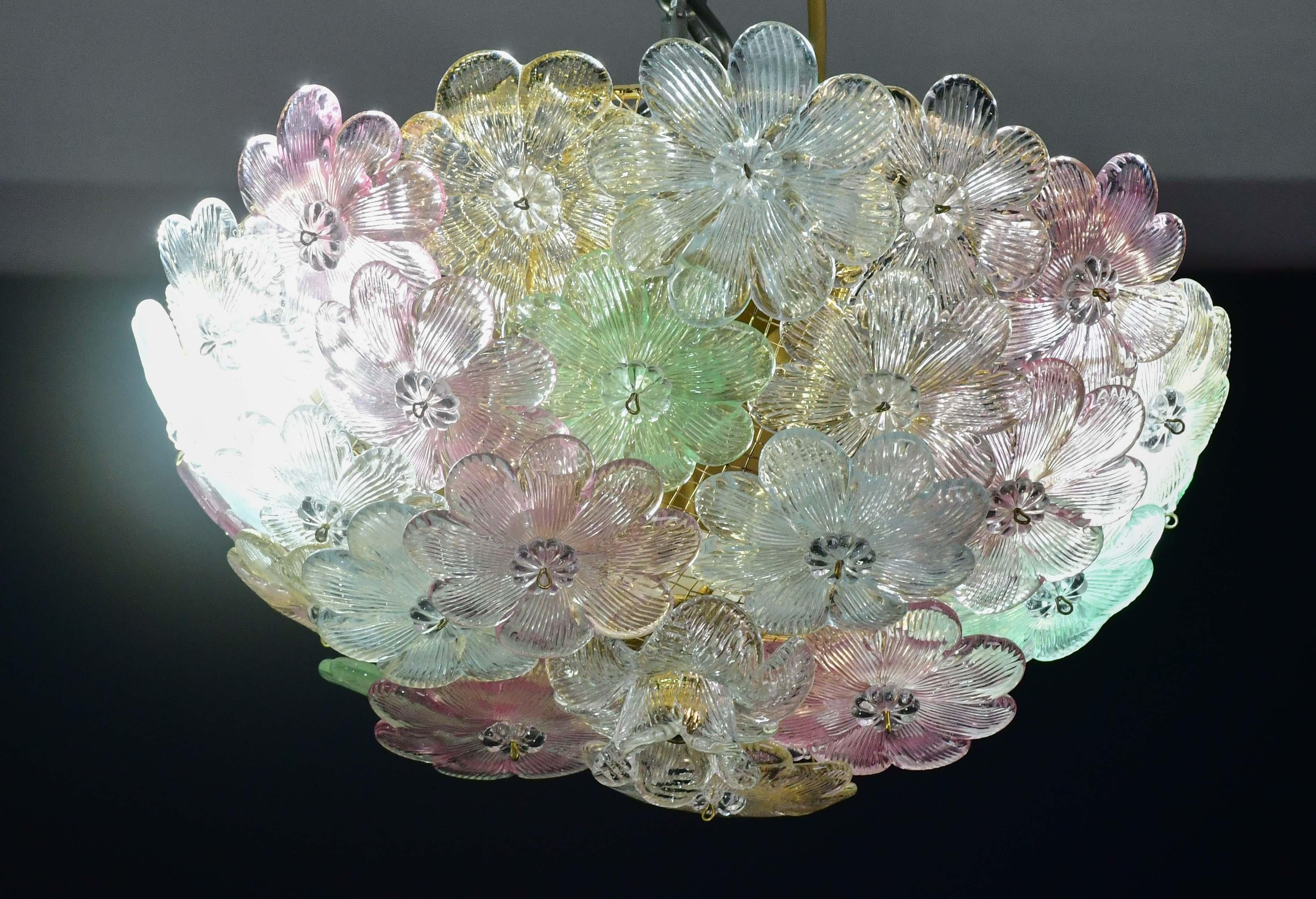 Encantadora lámpara de Murano Barovier & Toso Flowers Flush Light Fixture, Techo, Años 60 en venta 13