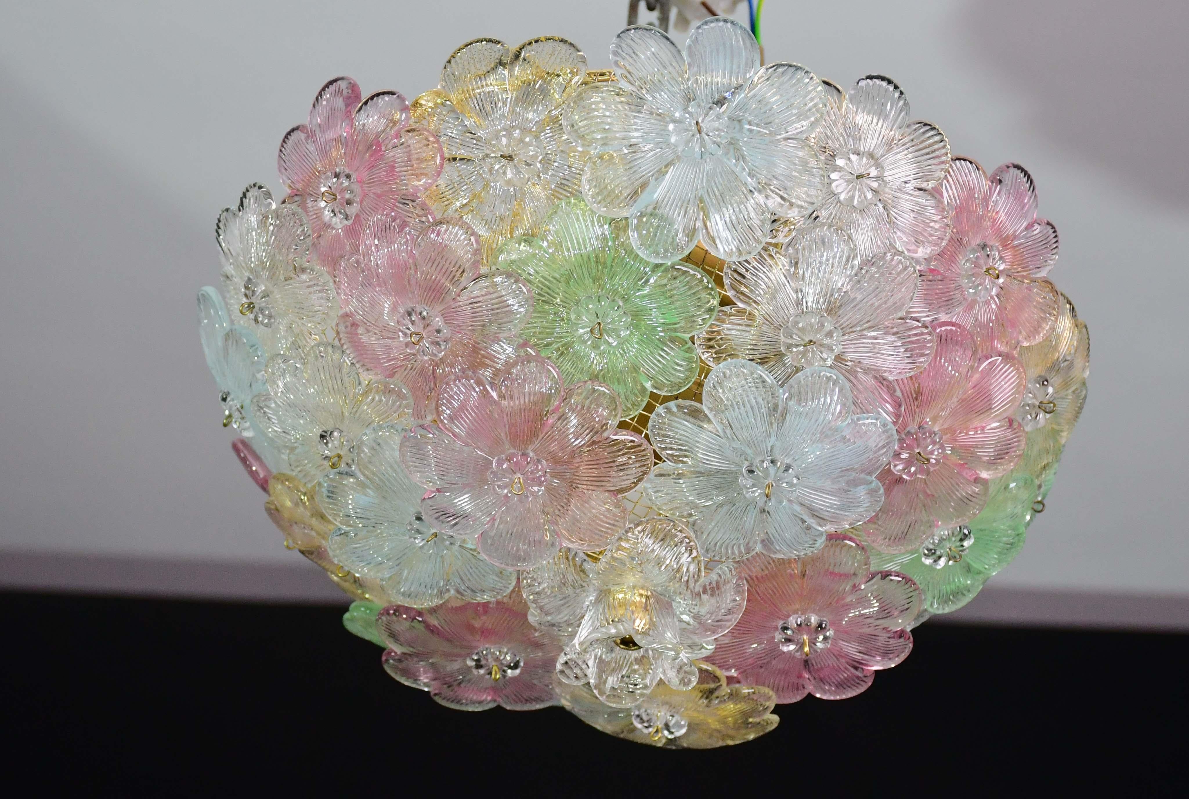 Encantadora lámpara de Murano Barovier & Toso Flowers Flush Light Fixture, Techo, Años 60 en venta 17