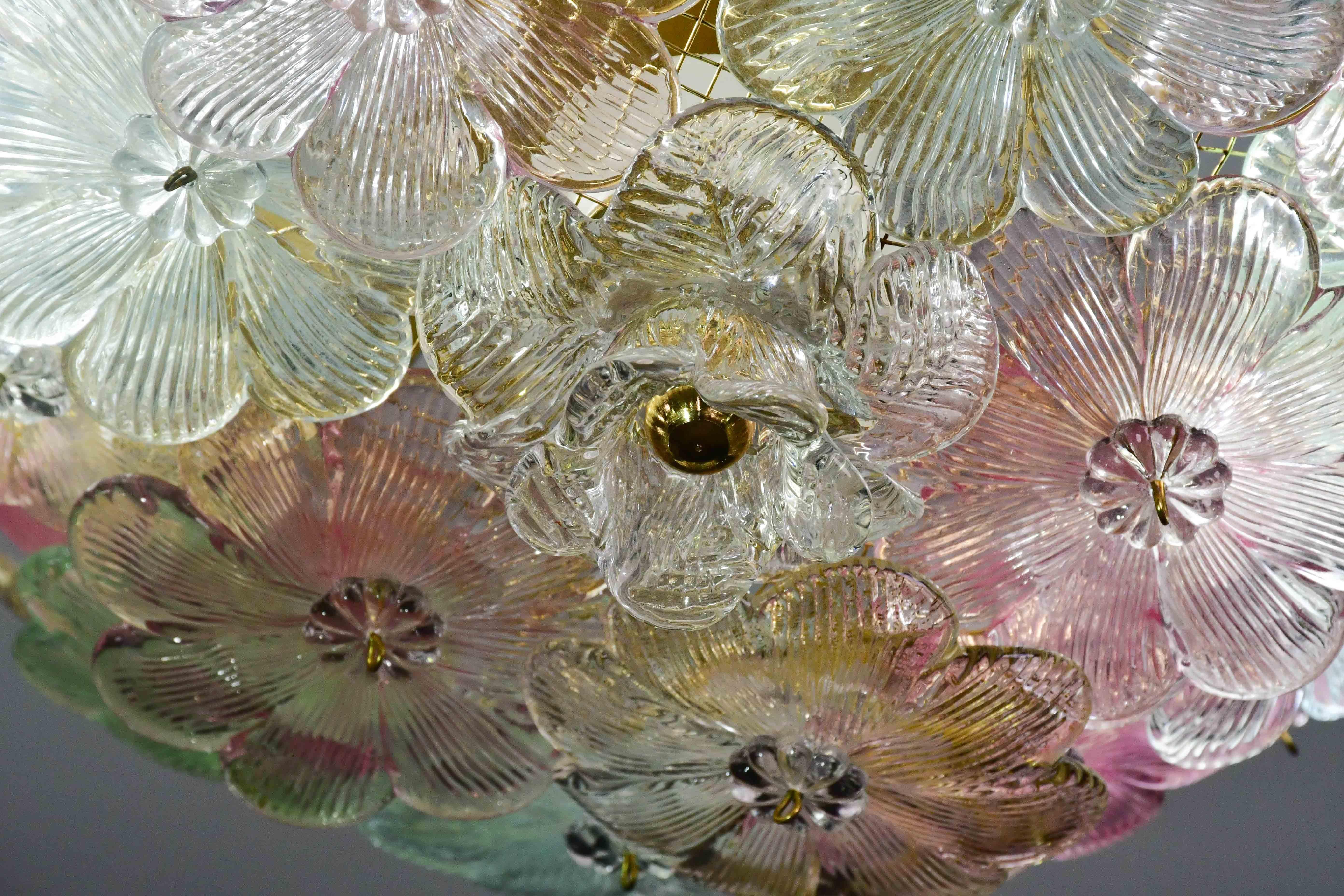 Encantadora lámpara de Murano Barovier & Toso Flowers Flush Light Fixture, Techo, Años 60 en venta 20
