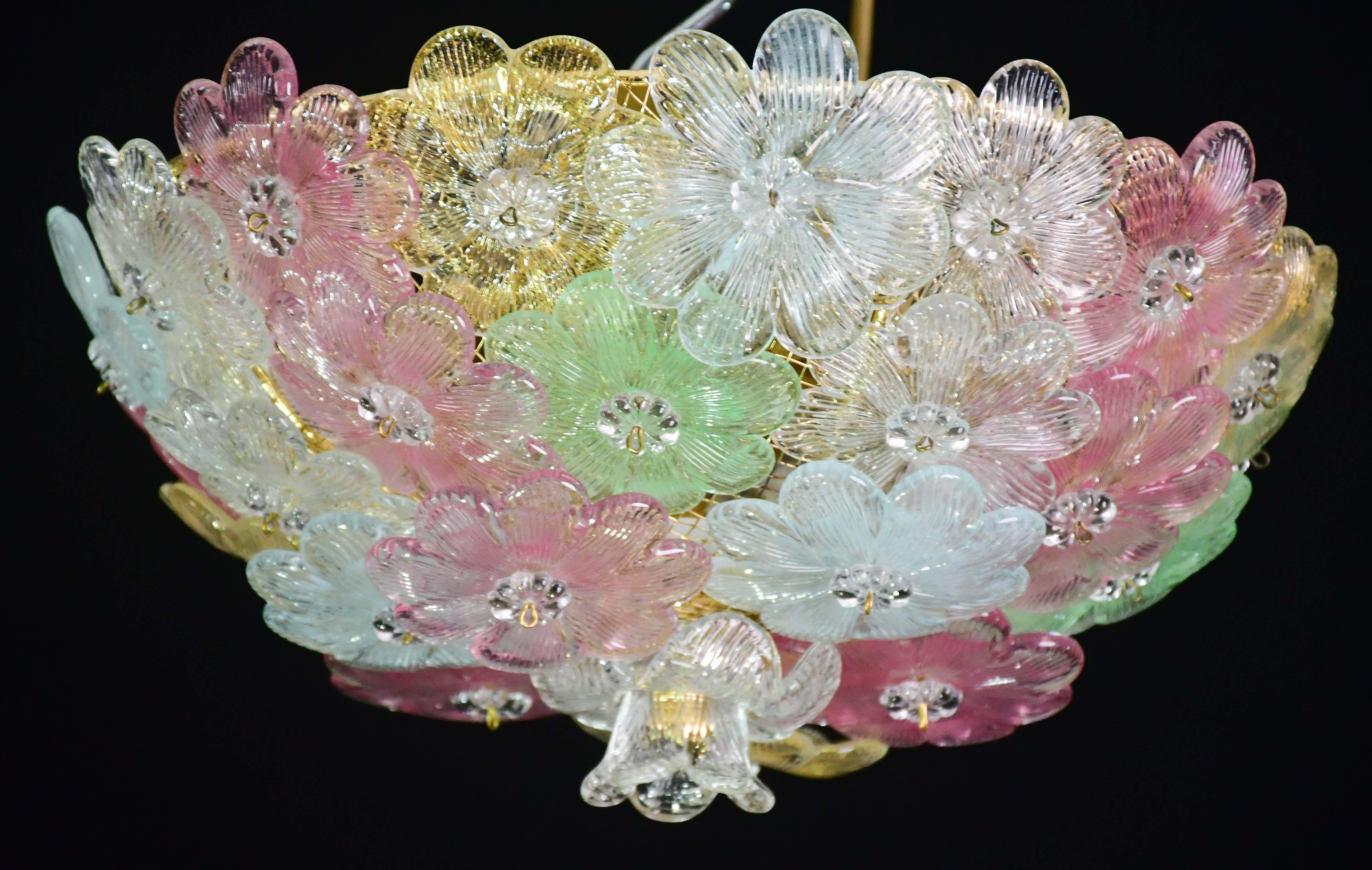 Encantadora lámpara de Murano Barovier & Toso Flowers Flush Light Fixture, Techo, Años 60 en venta 21