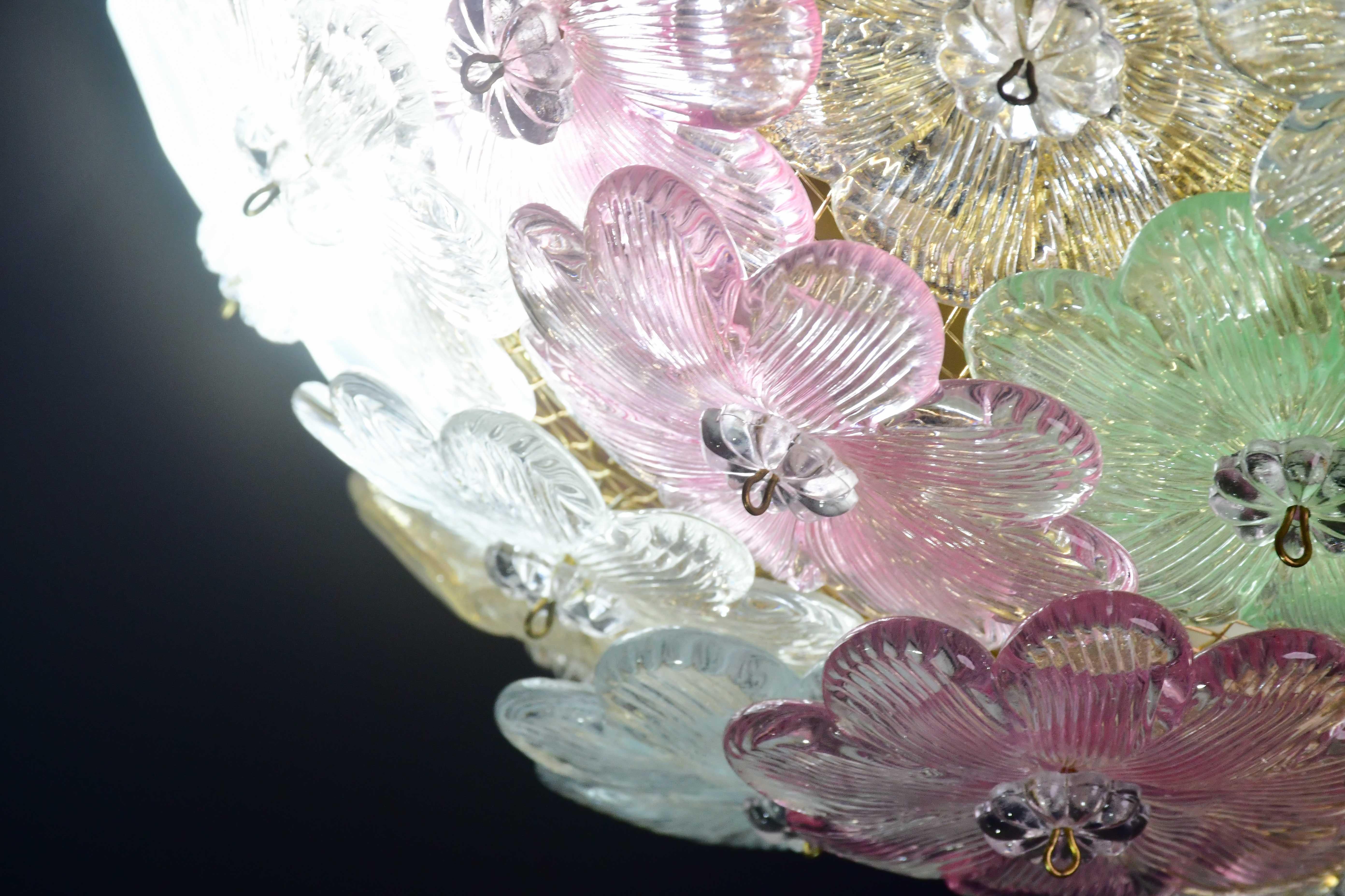 Encantadora lámpara de Murano Barovier & Toso Flowers Flush Light Fixture, Techo, Años 60 en venta 1