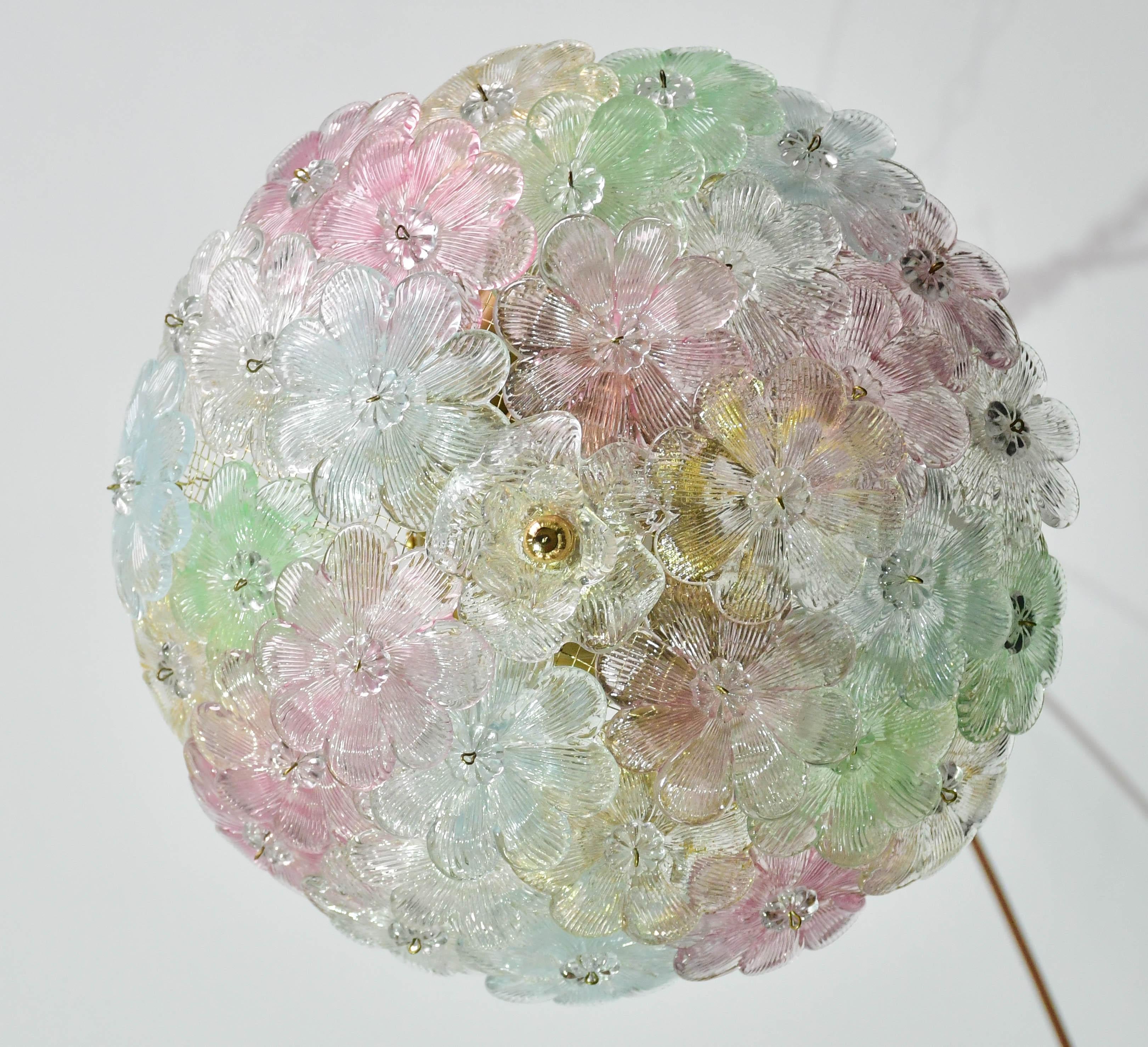 Encantadora lámpara de Murano Barovier & Toso Flowers Flush Light Fixture, Techo, Años 60 en venta 2