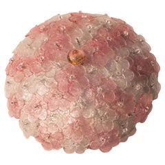 Charming Murano Ceiling Light Pink Flower by Seguso for Venini, Italy, 1970s