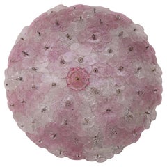 Charming Murano Ceiling Light Pink Flower by Seguso for Venini, Italy, 1970s