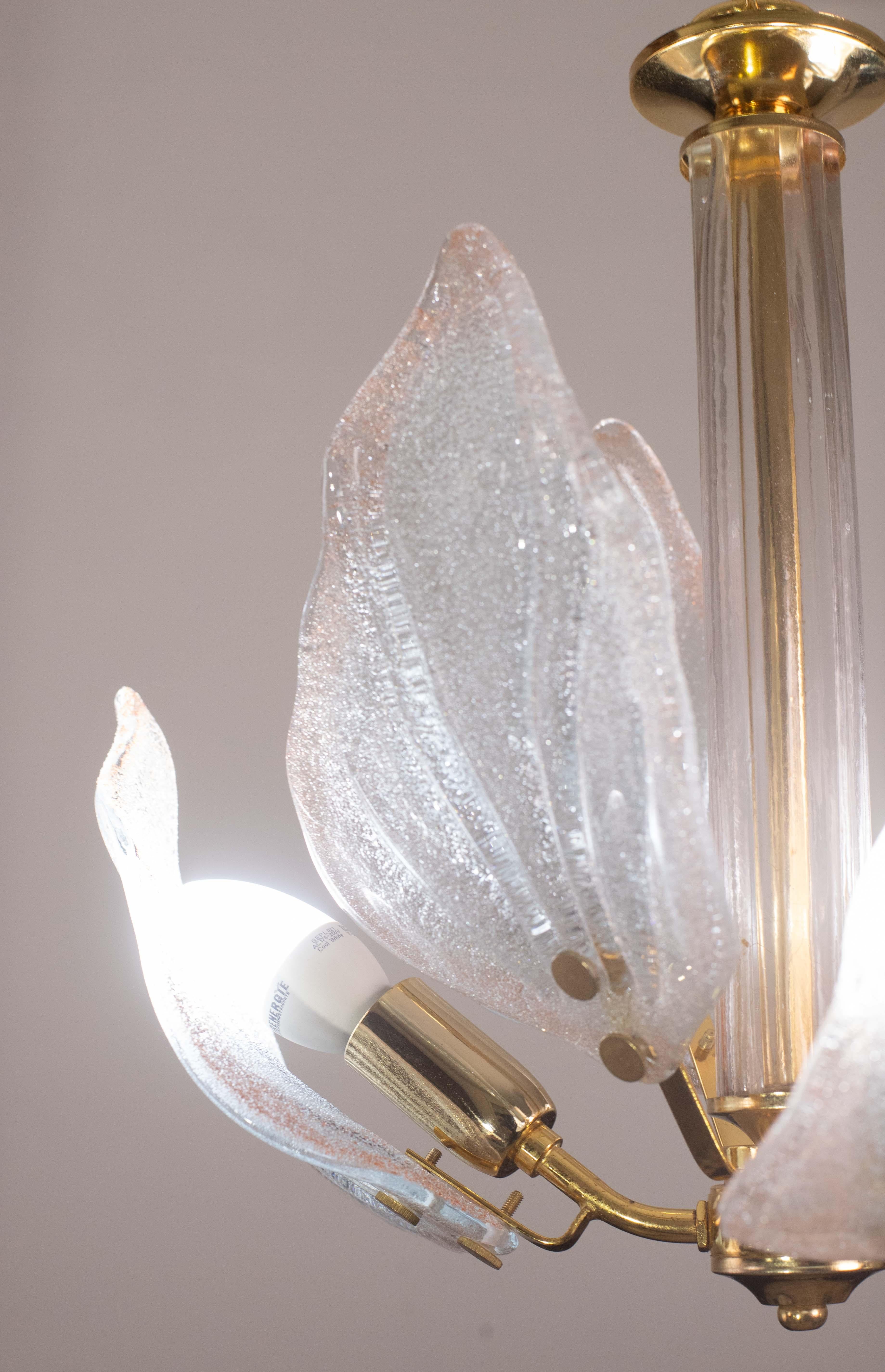 Charmant lustre de Murano à feuilles roses, 1970 Bon état - En vente à Roma, IT
