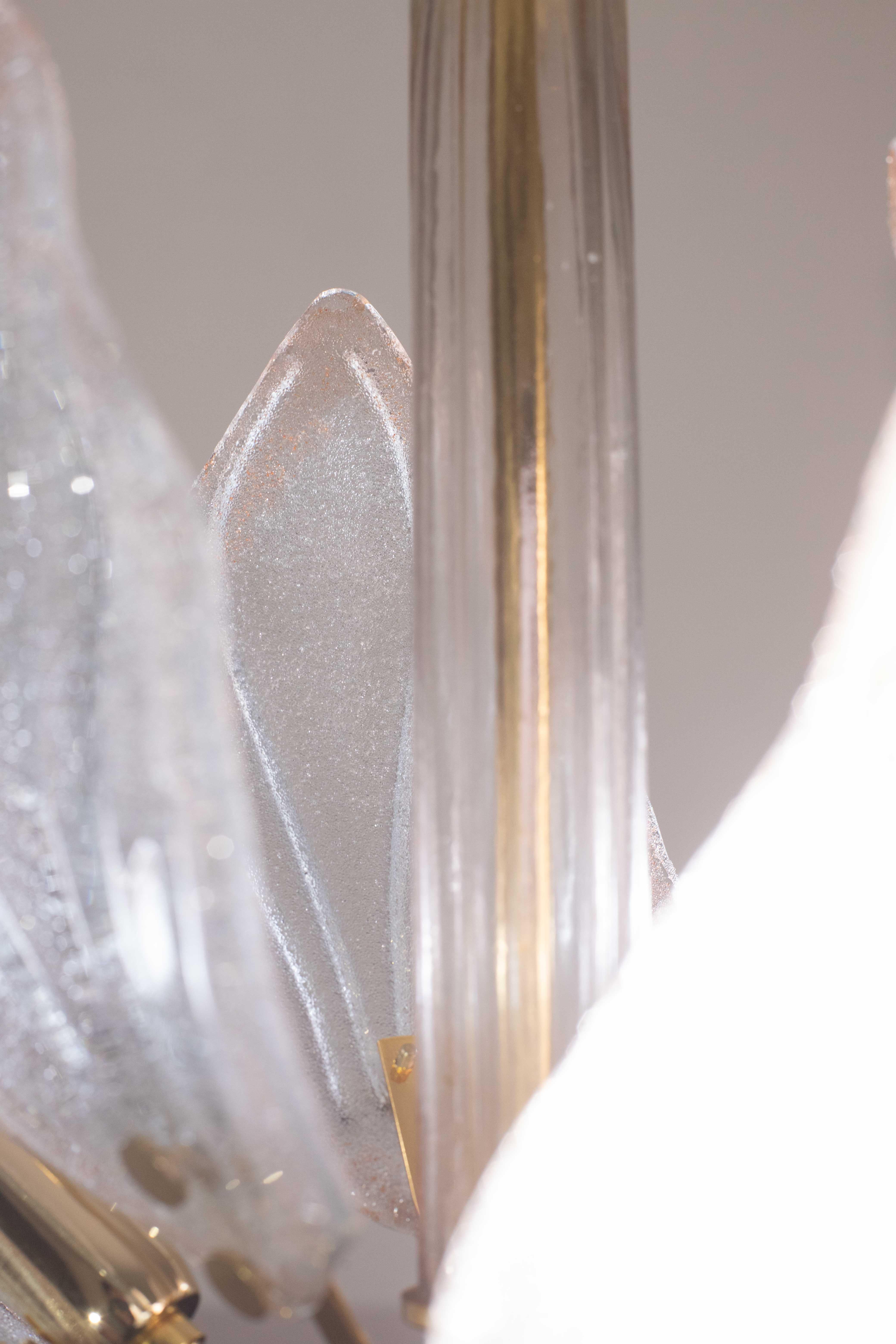 Fin du 20e siècle Charmant lustre de Murano à feuilles roses, 1970 en vente