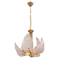 Charming Murano Chandelier Pink leaves, 1970