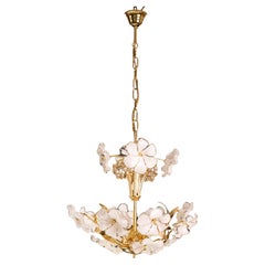Vintage Charming Murano Chandelier White Flowers, 1970