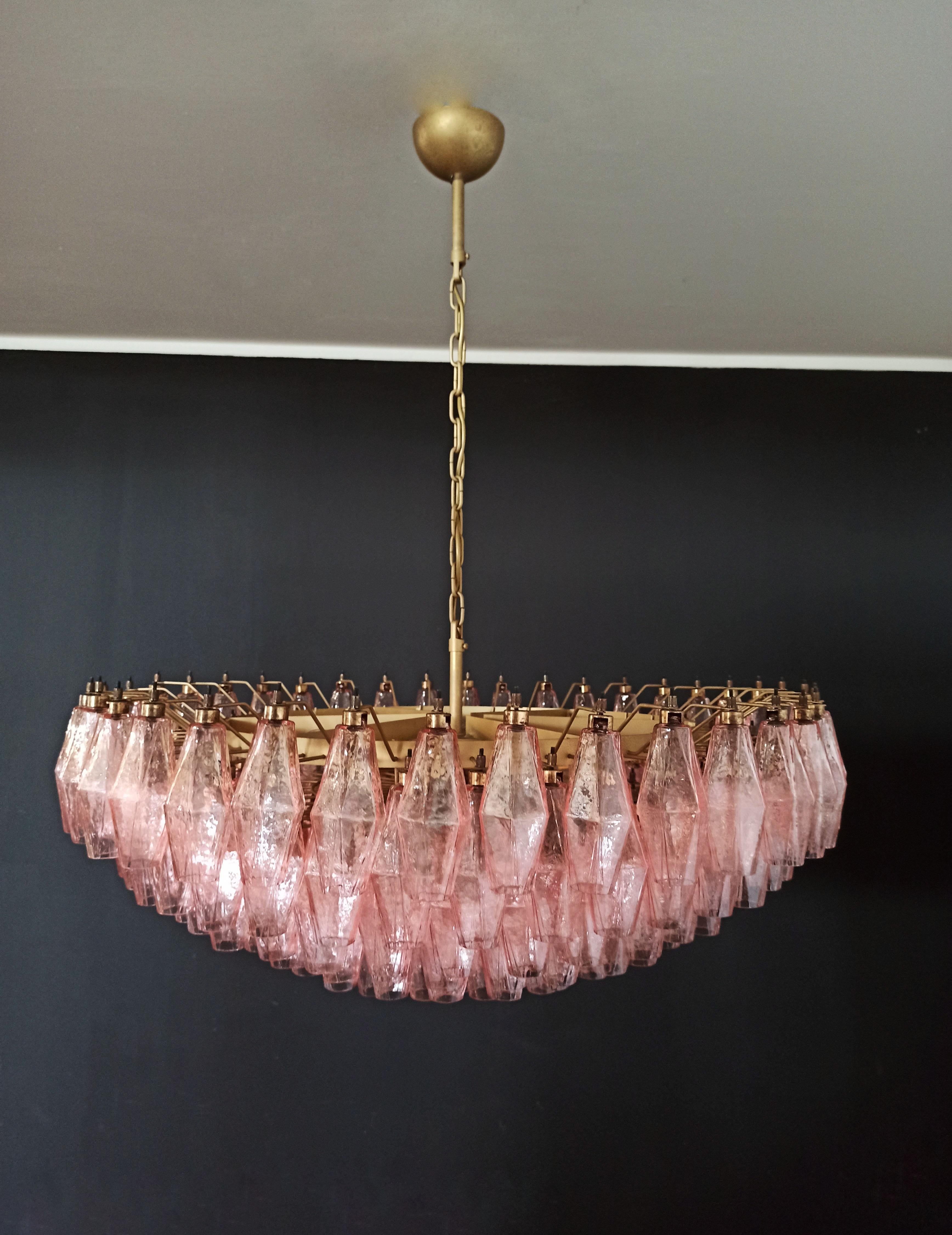 20th Century Charming Murano glass Chandelier - 185 PINK poliedri For Sale