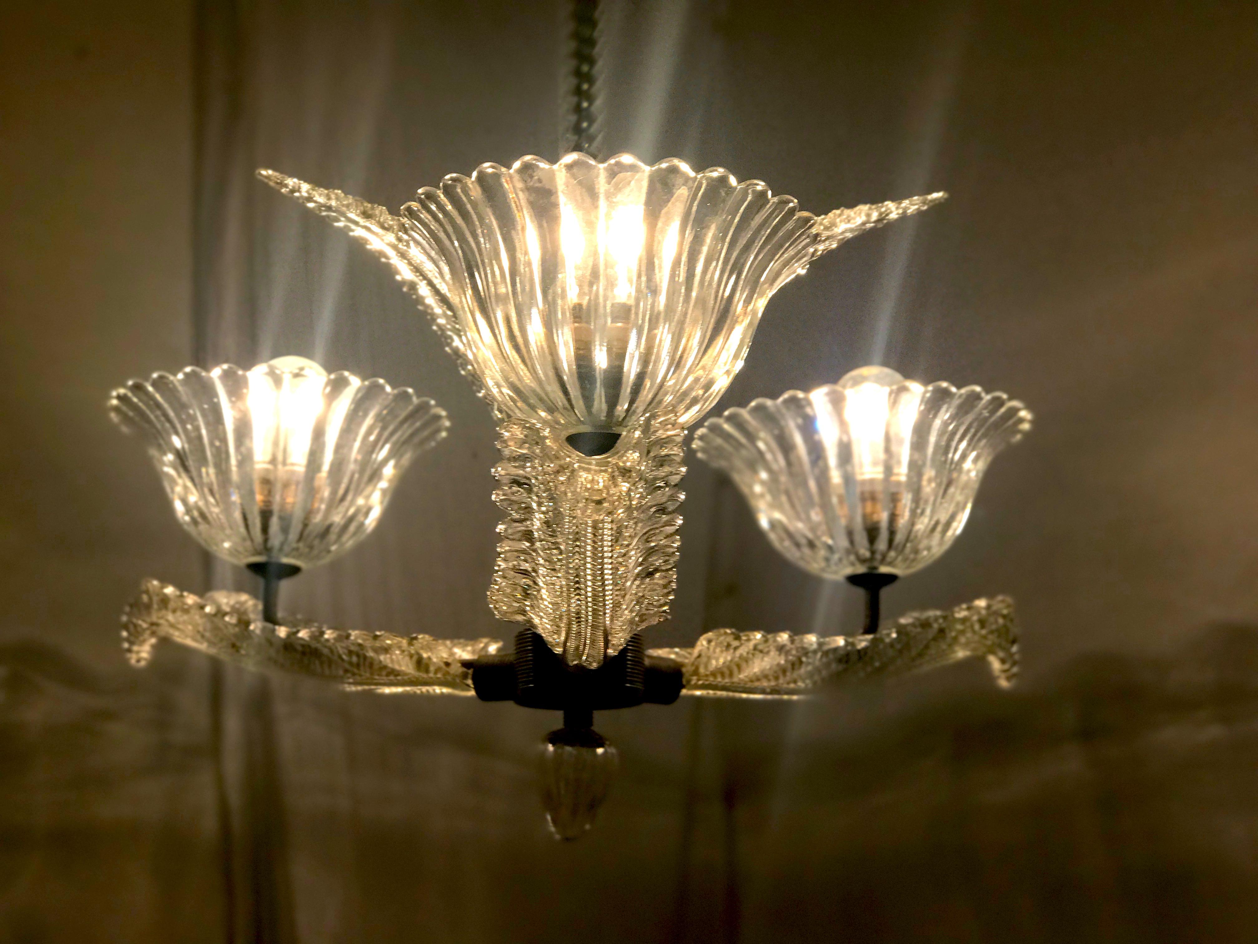 Charming Murano Glass Chandelier by Ercole Barovier, 1940s For Sale 5