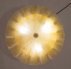 Charming Murano Glass Gold Ceiling Light Flower, 1970