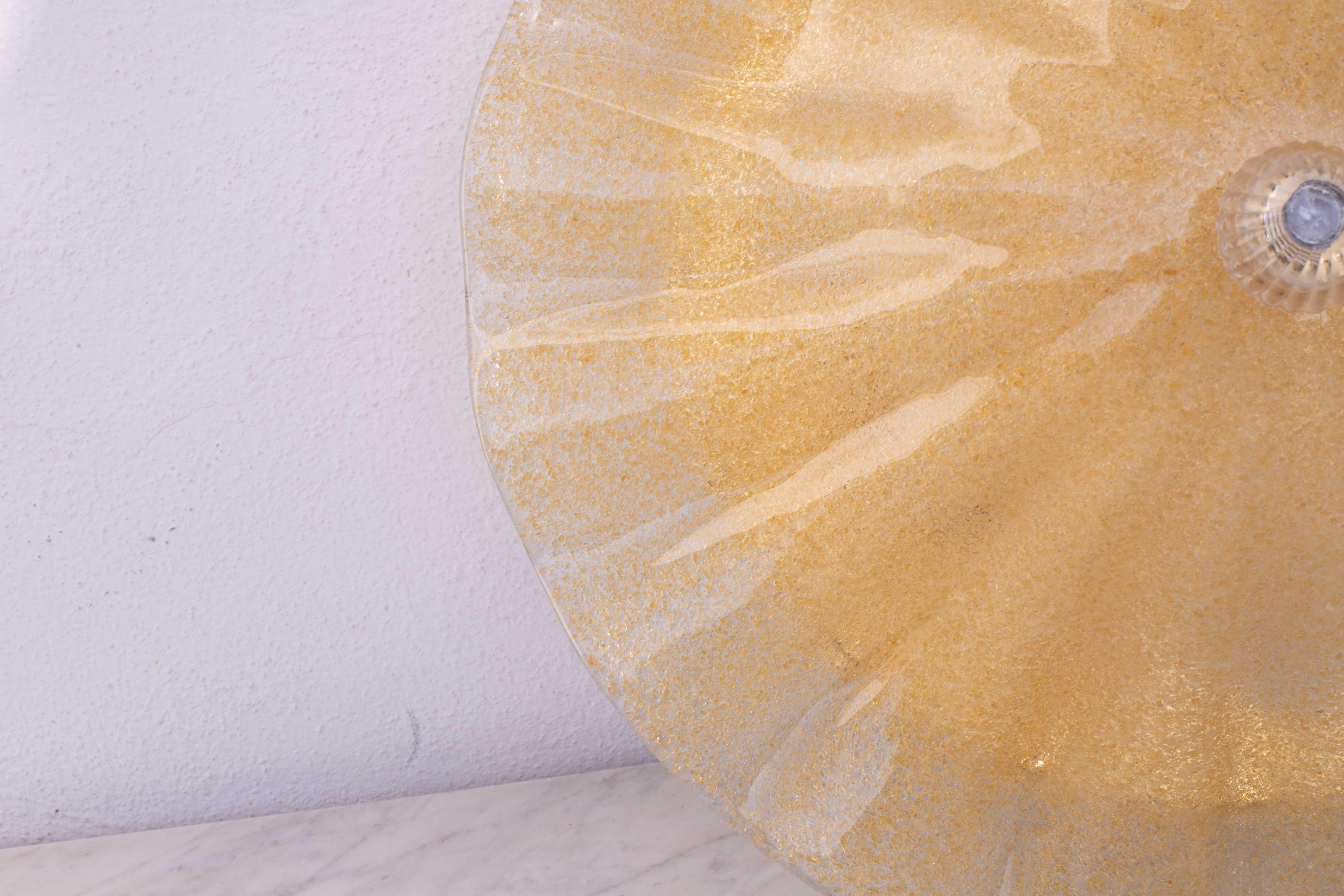 Incantevole plafoniera in vetro di Murano color oro Fiore, 1970 in vendita 4
