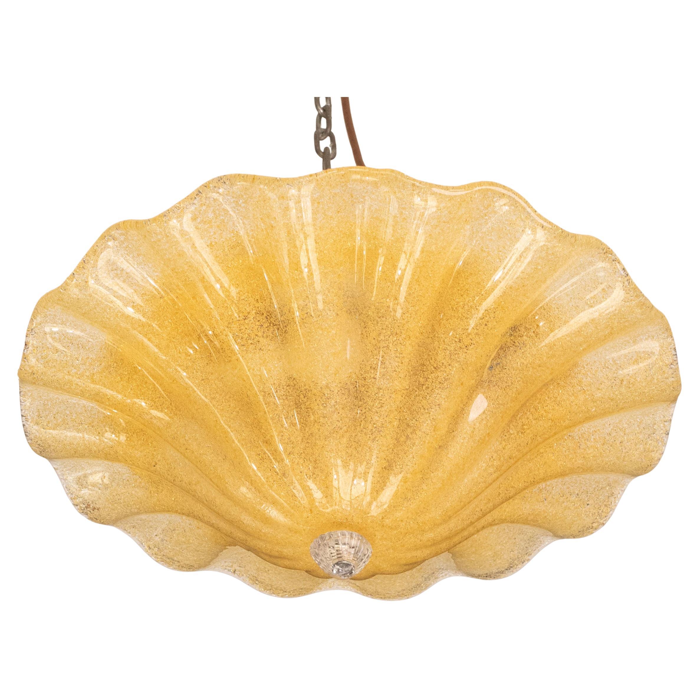 Charming Murano Glass Gold Ceiling Light Flower, 1970