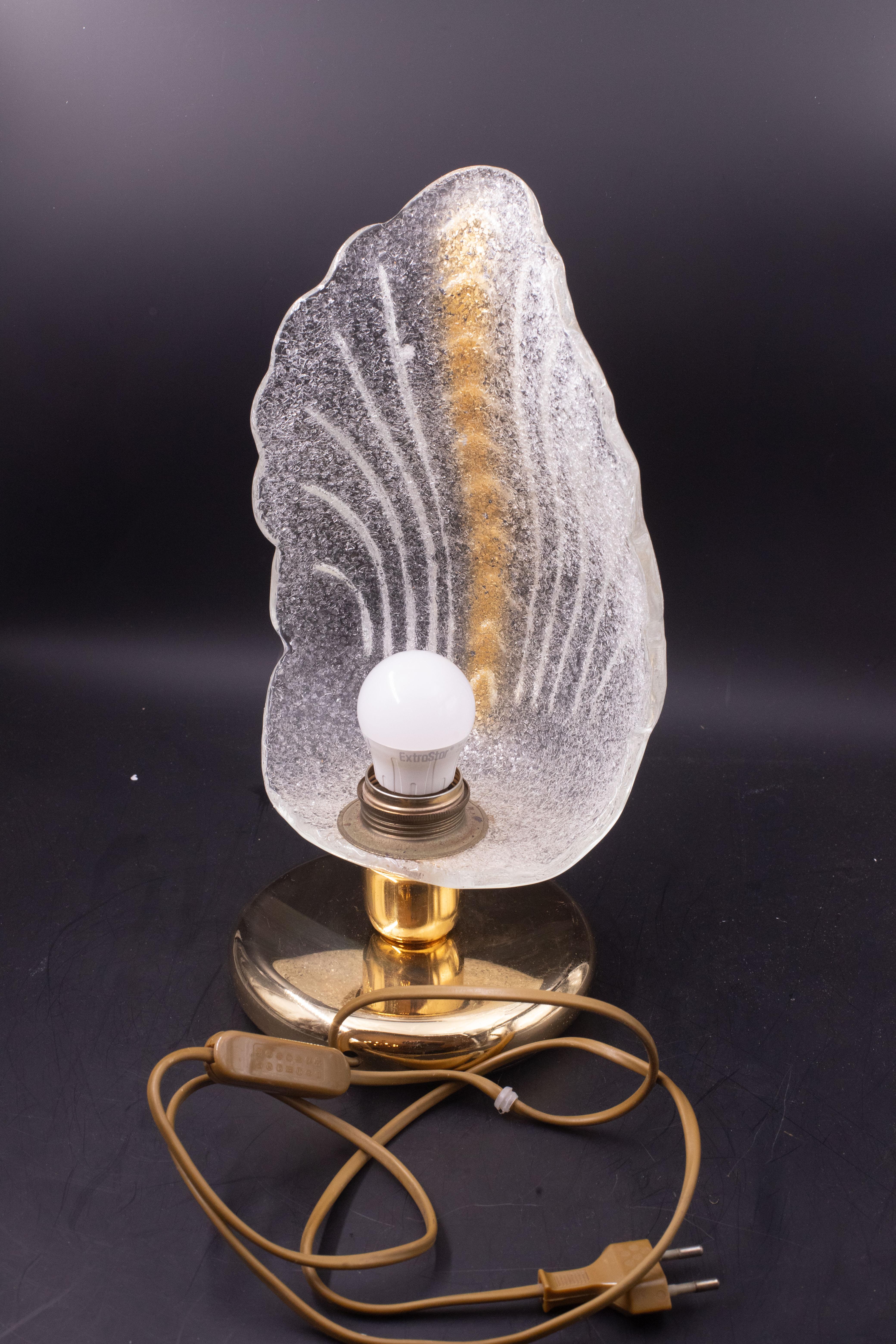 Murano Glass Charming Murano Gold and Trasparent Leave Glass Table Lamps For Sale