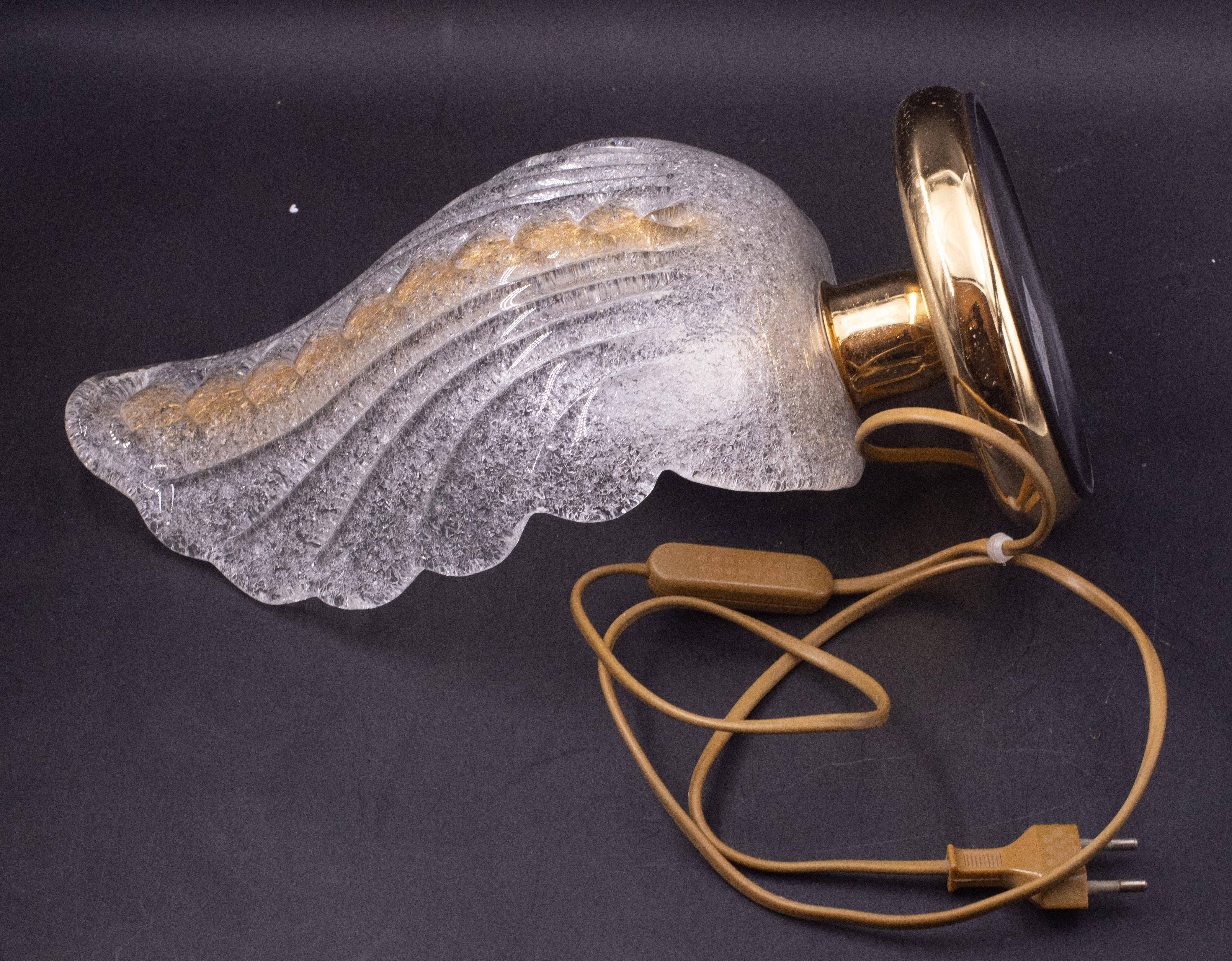 Charming Murano Gold and Trasparent Leave Glass Table Lamps For Sale 1