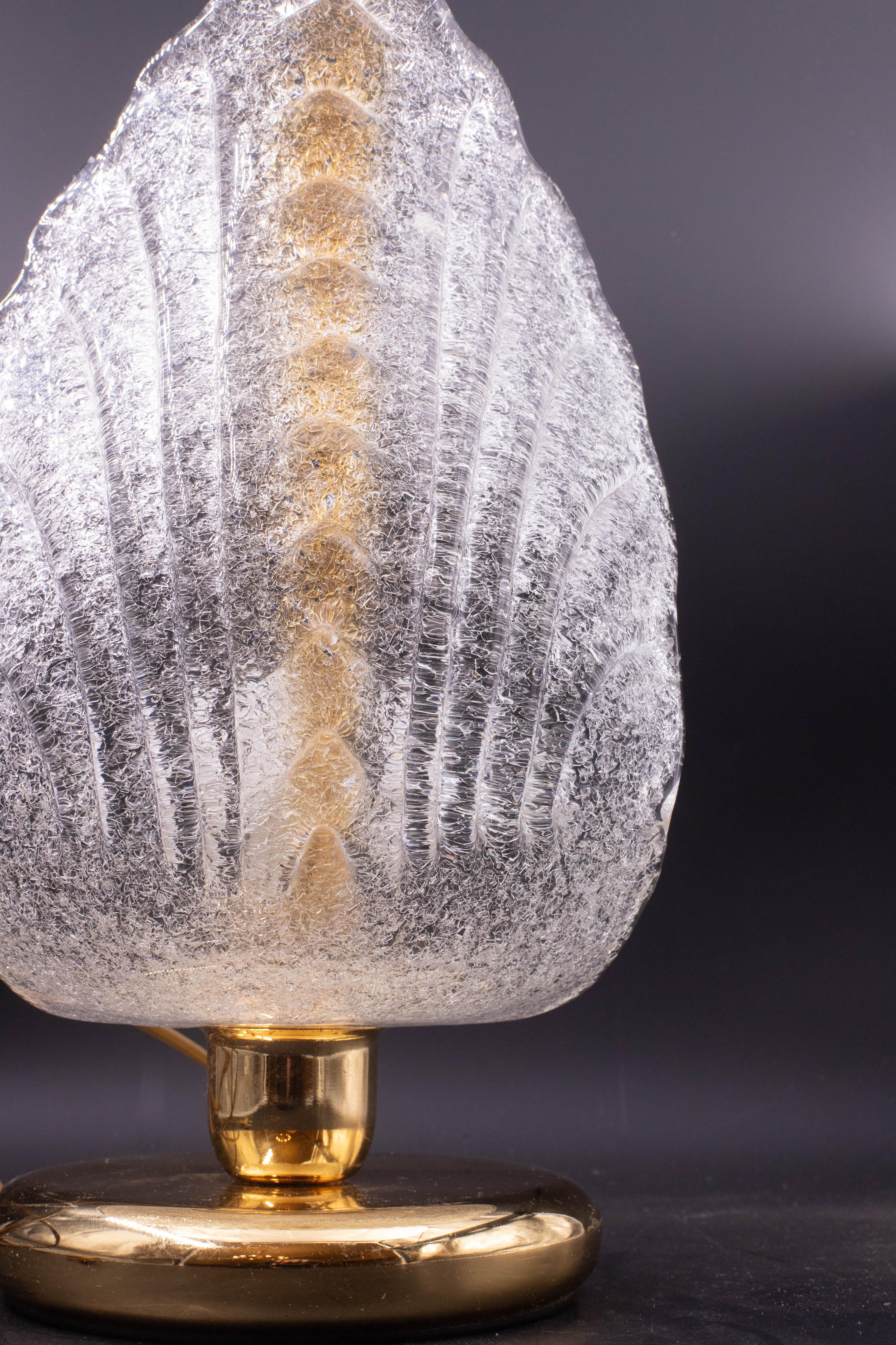 Charming Murano Gold and Trasparent Leave Glass Table Lamps For Sale 4