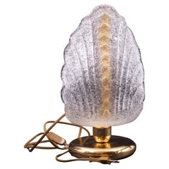 Charming Murano Gold and Trasparent Leave Glass Table Lamps