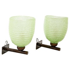 Charming Murano Mini Lime Pulegoso Oval Wall Lights, Contemporary