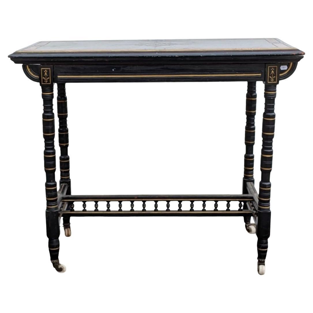 Charming Napoleon III game table in Blackened beech