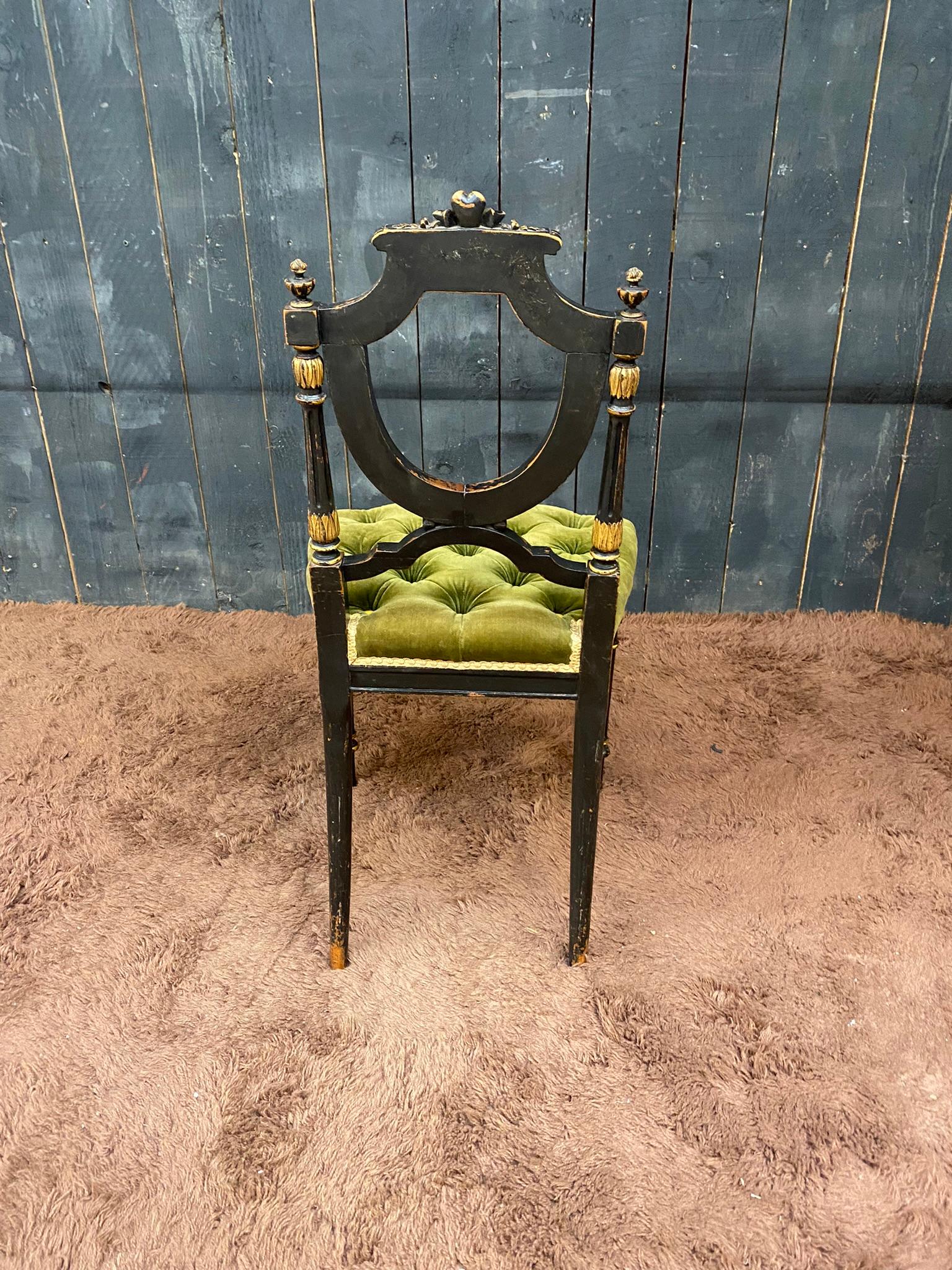 Charming Napoleon III Period Chair, in Blackened Pear and Velvet For Sale 8
