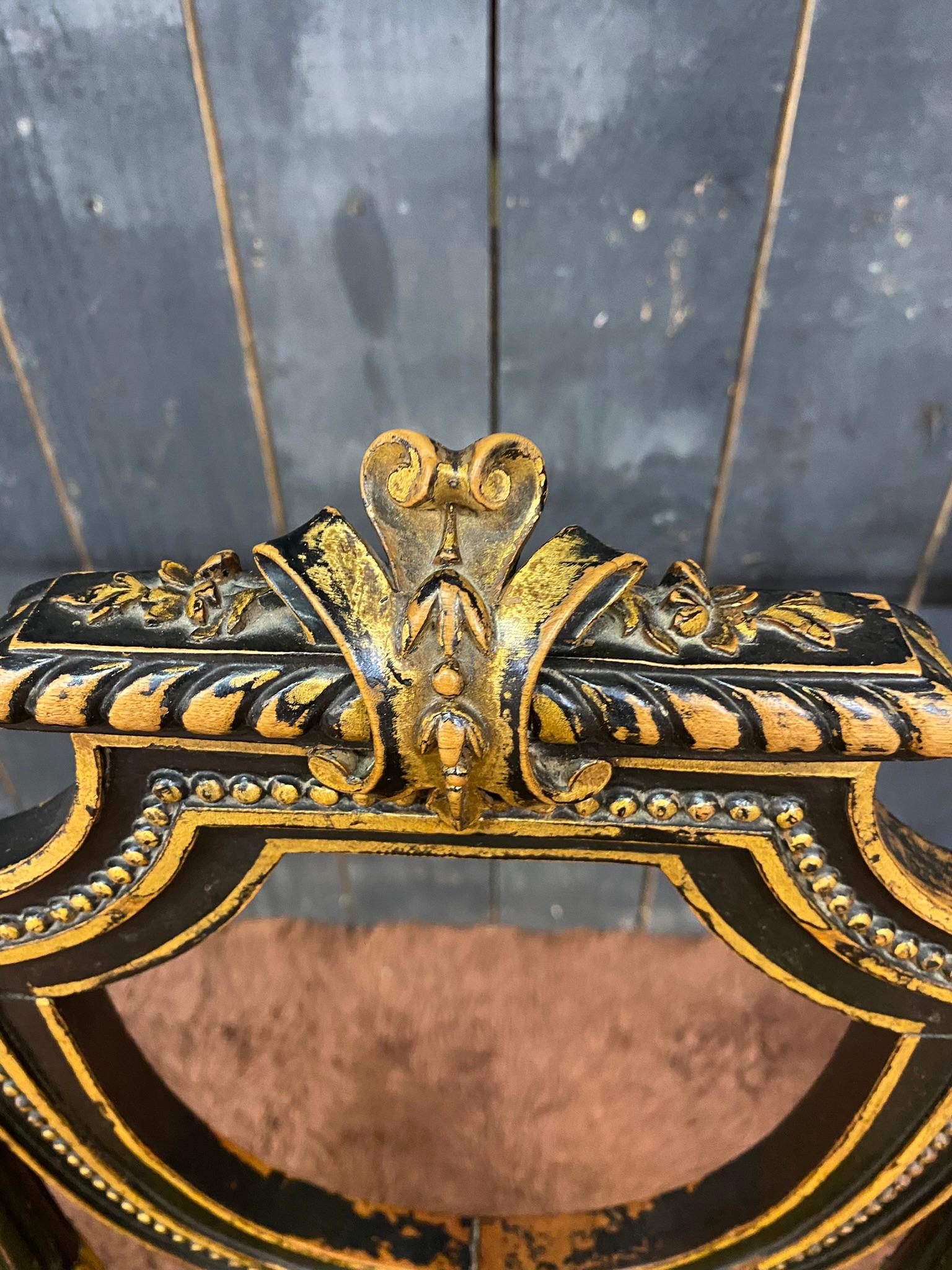 Charmante chaise d'époque Napoléon III, en poire et velours noirci Bon état - En vente à Mouscron, WHT