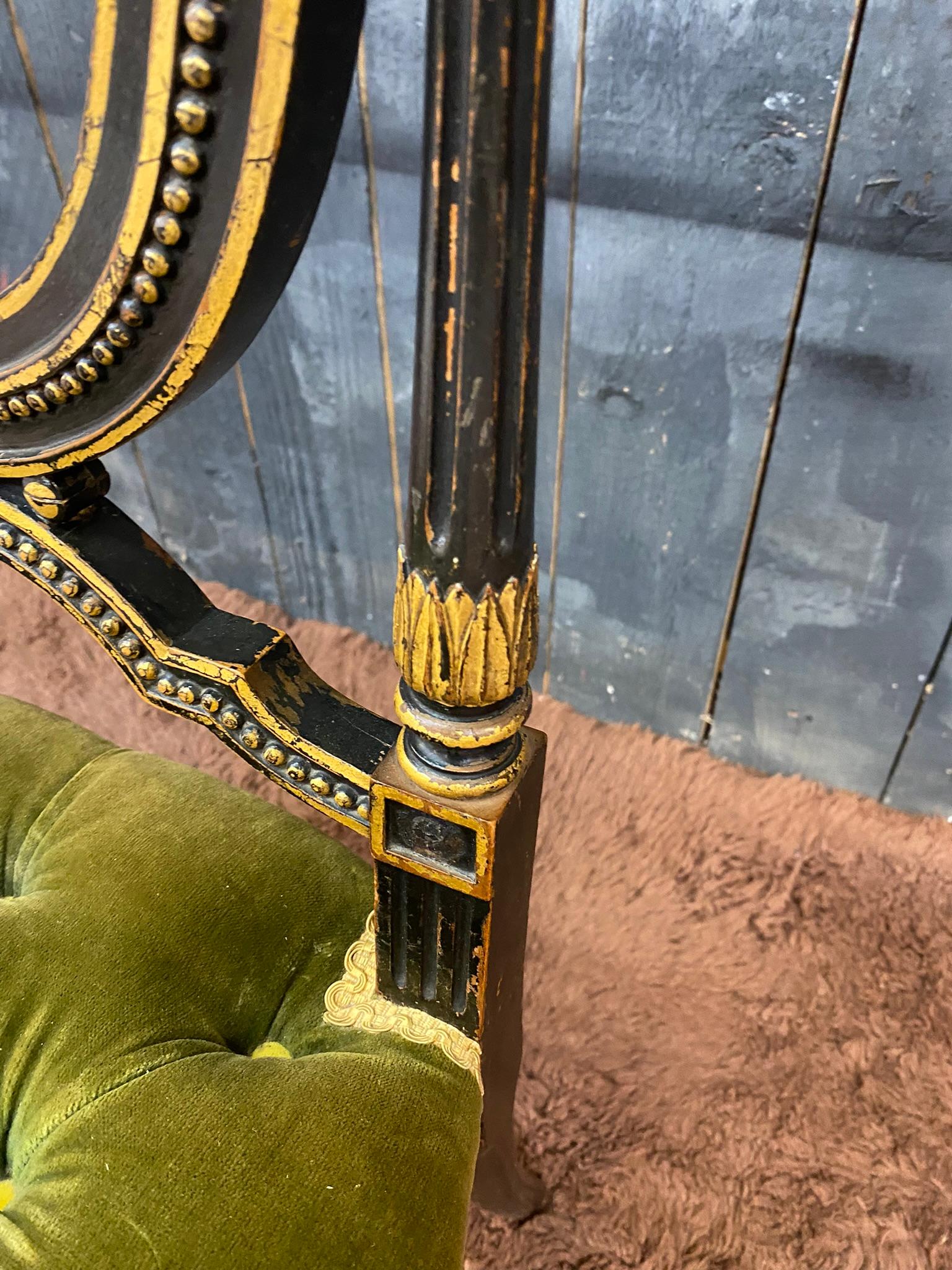 Charmante chaise d'époque Napoléon III, en poire et velours noirci en vente 3