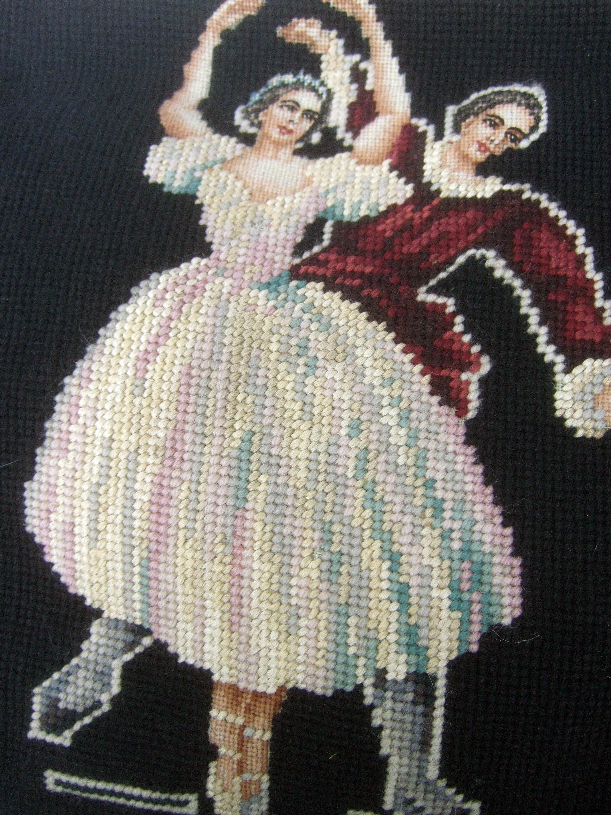 Charming Needlepoint Ballet Scene Artisan Handbag c 1960  1