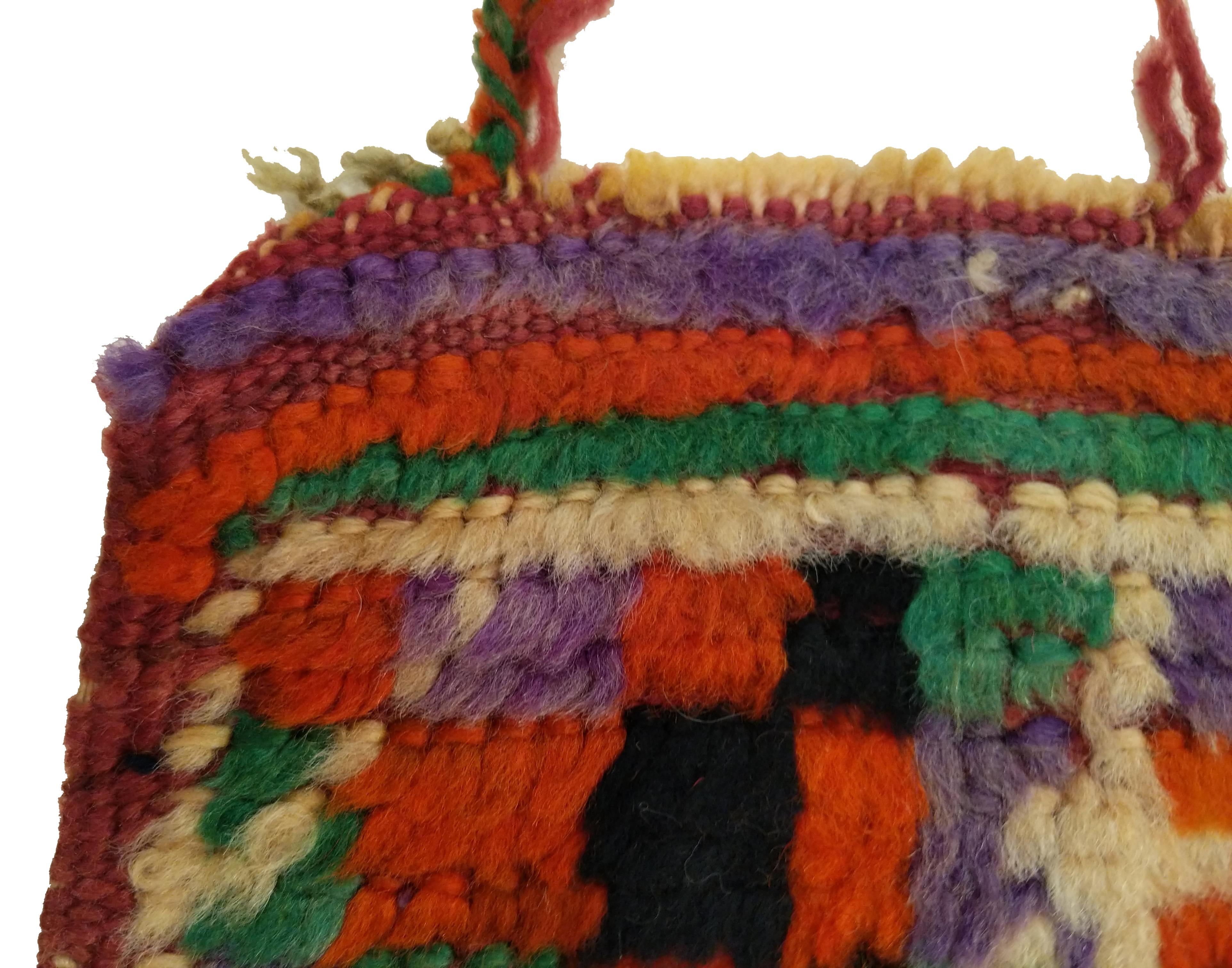 Tribal Charming Old Miniature Moroccan Berber Rug with Abstract Geometric Pattern For Sale