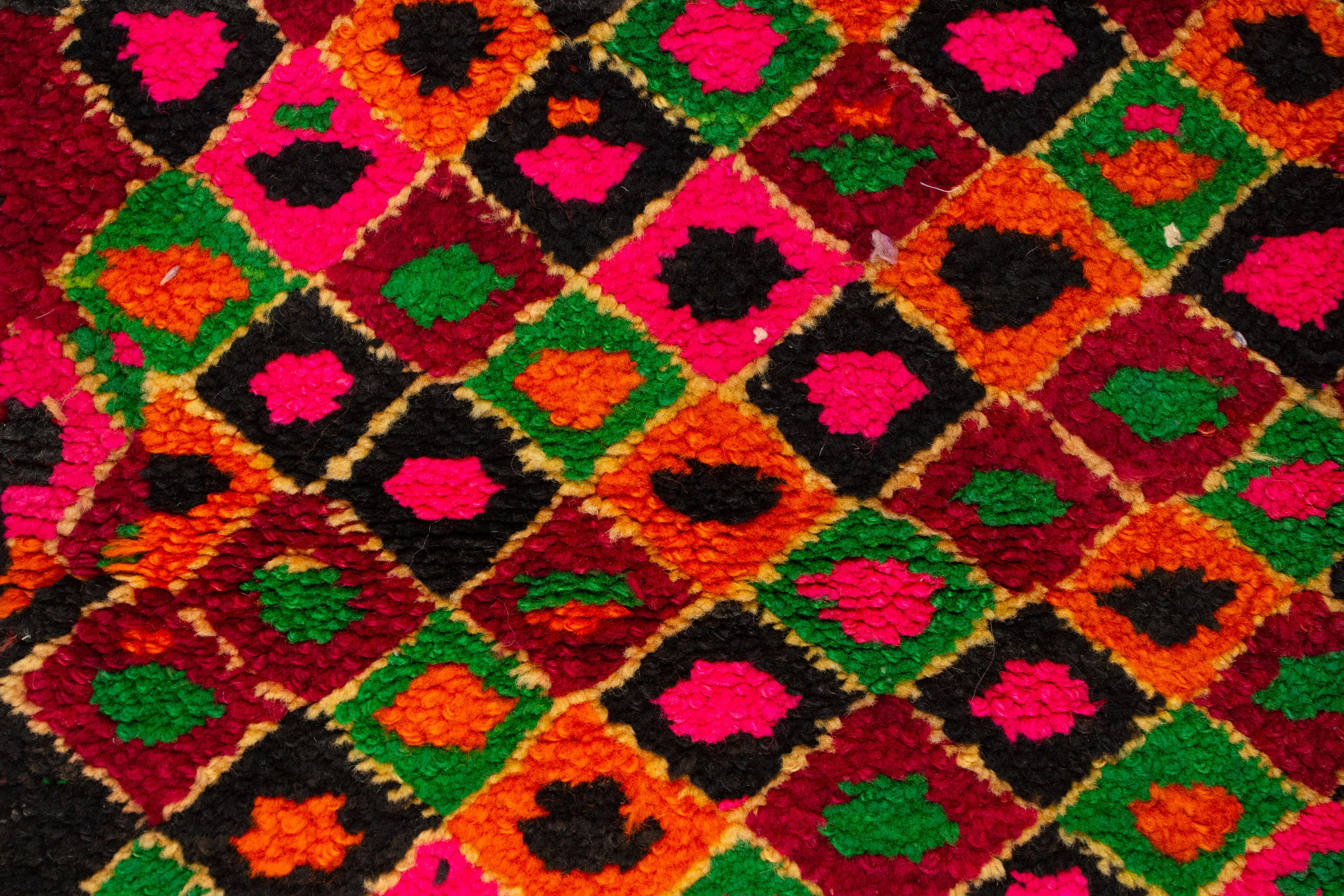 Tribal Charming Old Miniature Moroccan Berber Rug with Abstract Geometric Pattern For Sale