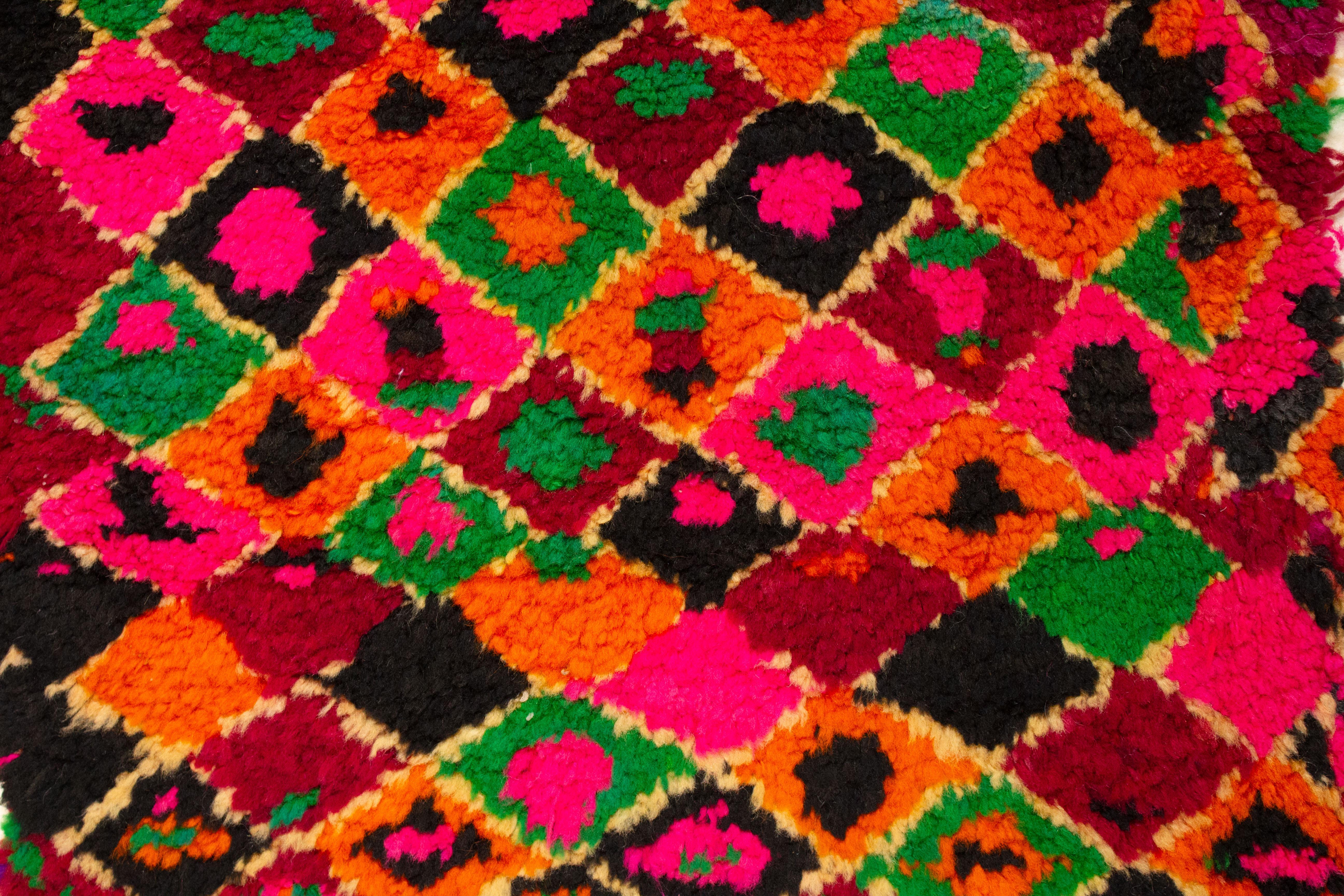 Hand-Knotted Charming Old Miniature Moroccan Berber Rug with Abstract Geometric Pattern For Sale