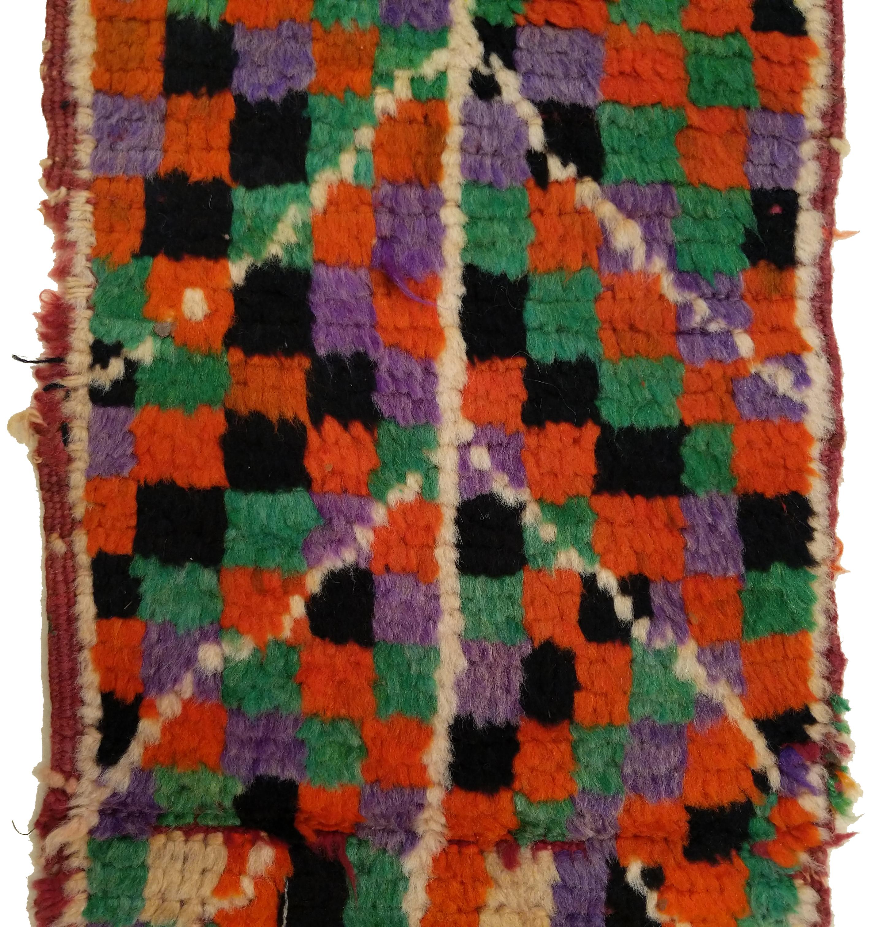 20th Century Charming Old Miniature Moroccan Berber Rug with Abstract Geometric Pattern For Sale