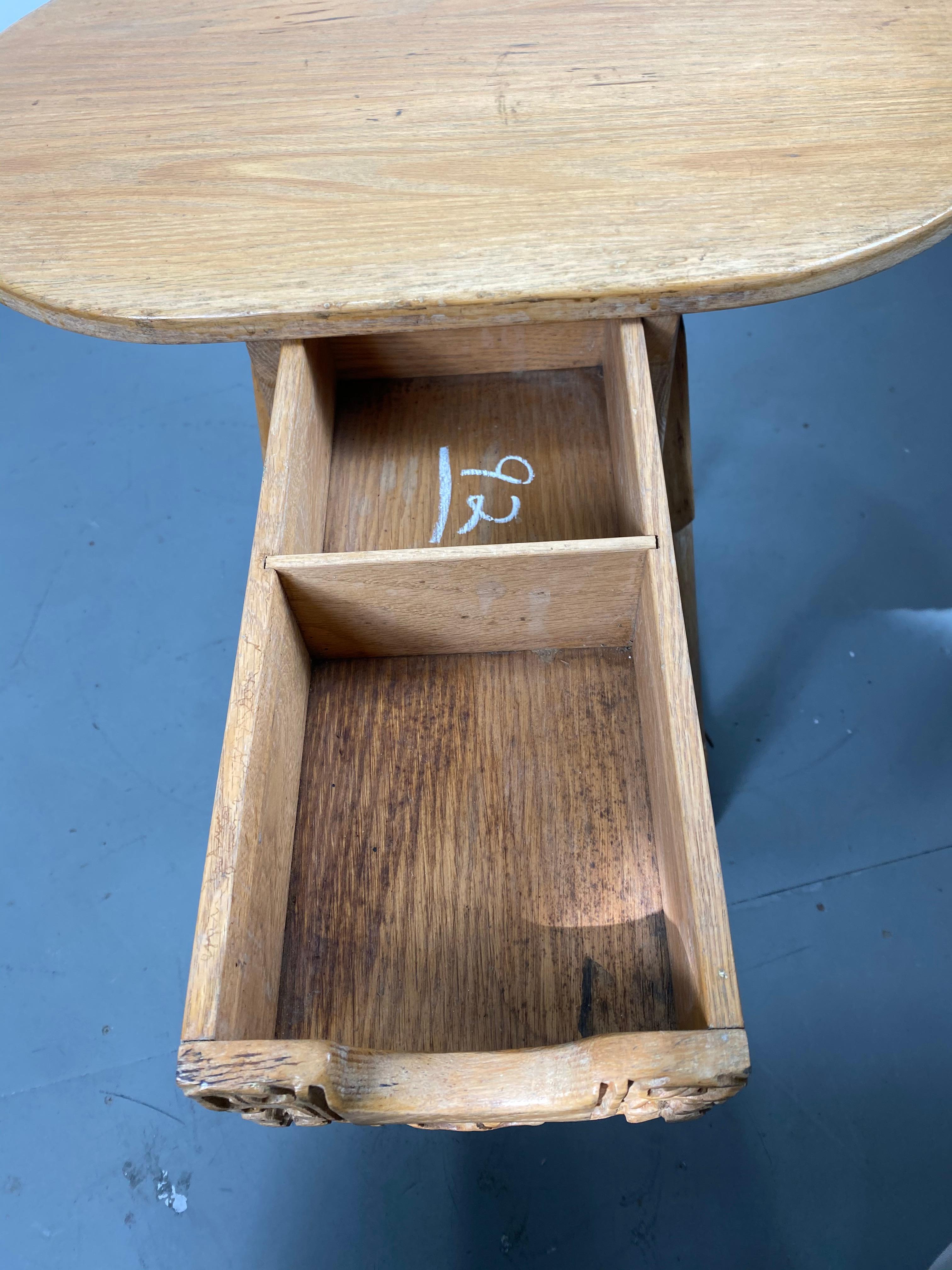 Carved Charming One Drawer Stand/Lamp Table 'British Oak