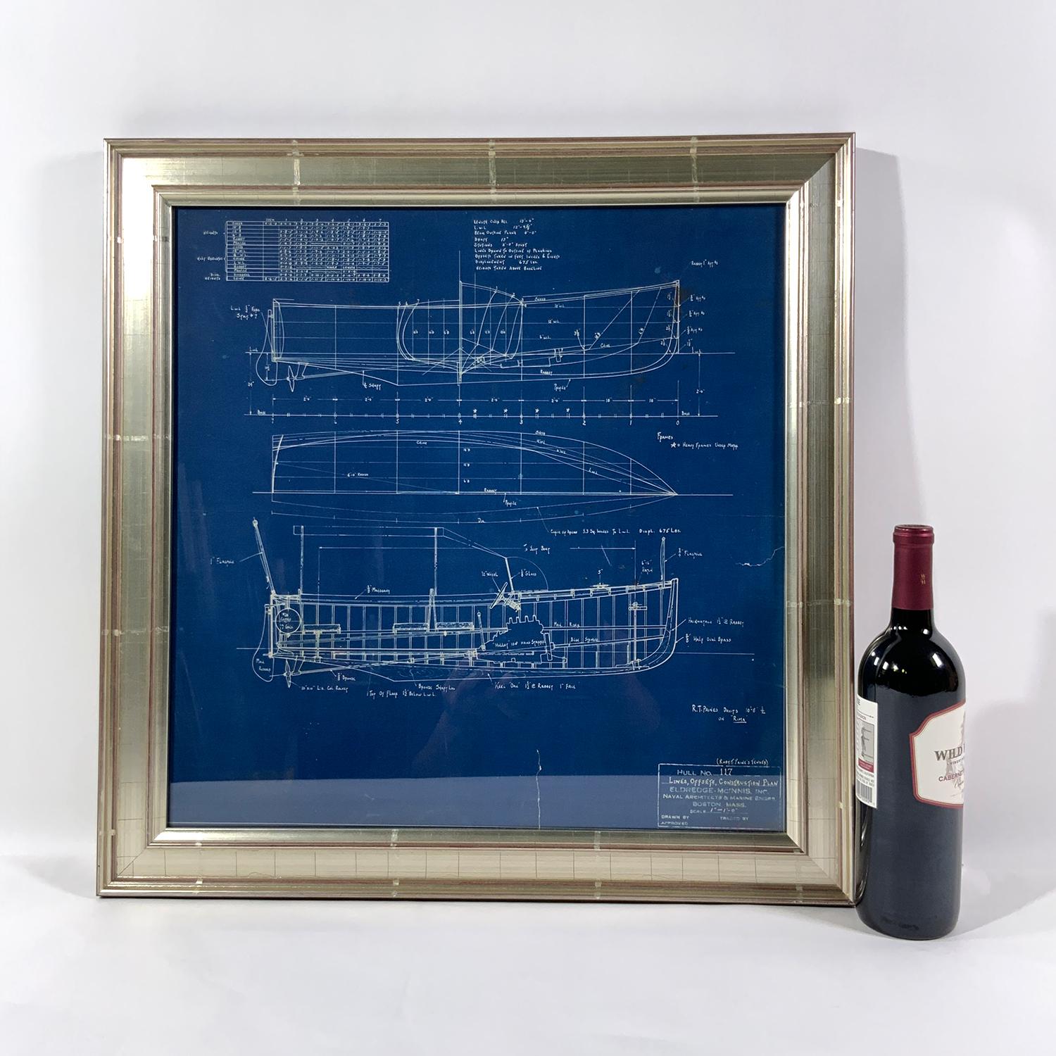 North American Charming Original Blueprint for Yacht Tender Onboard Yacht Rima For Sale