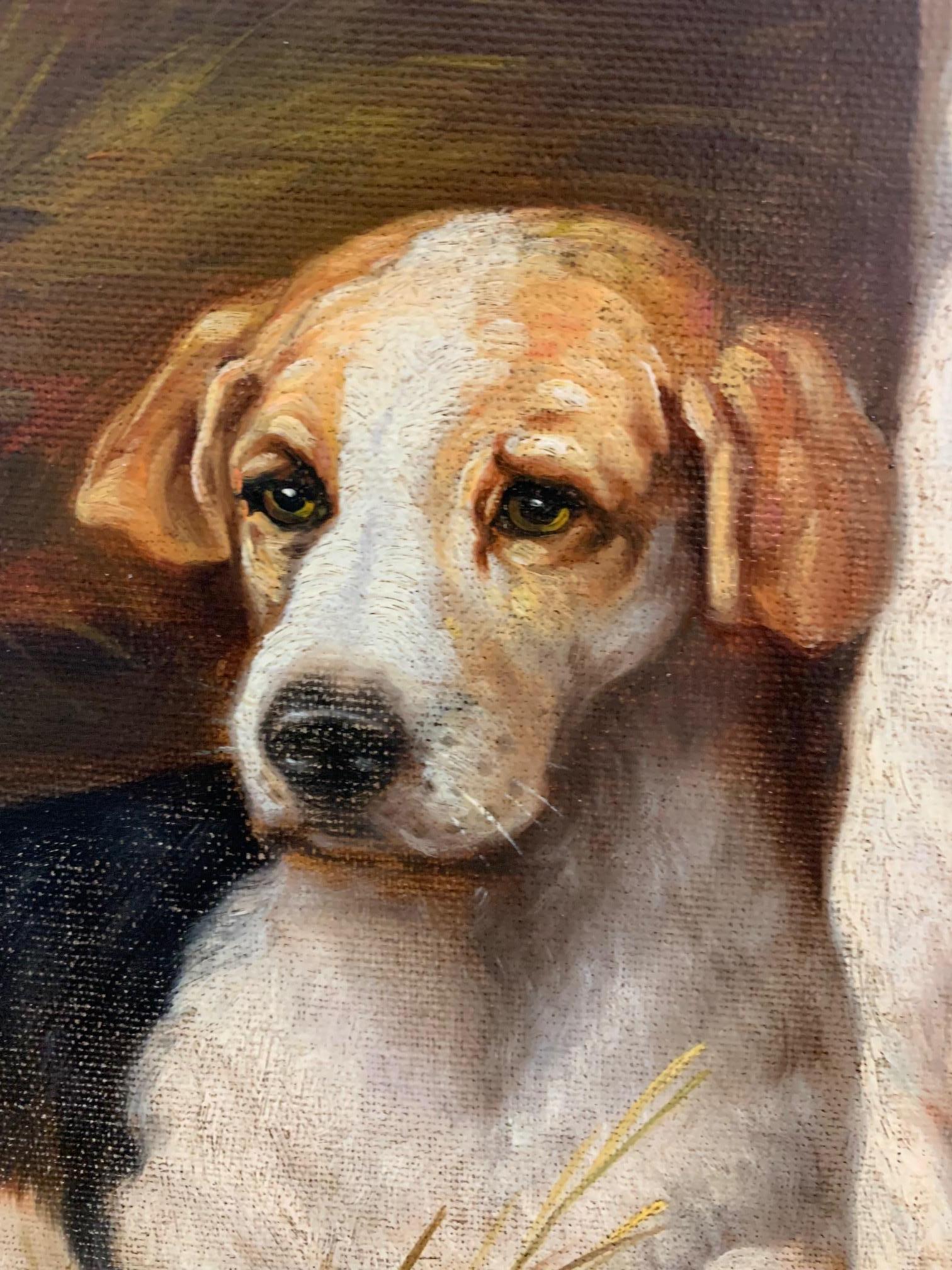Charming Original Oil Painting of Two Loyal Dog In Good Condition In Hopewell, NJ