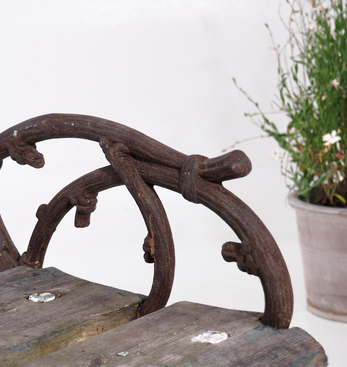 Iron Charming Original Painted Garden Bench, Probably Swedish, 19th Century For Sale