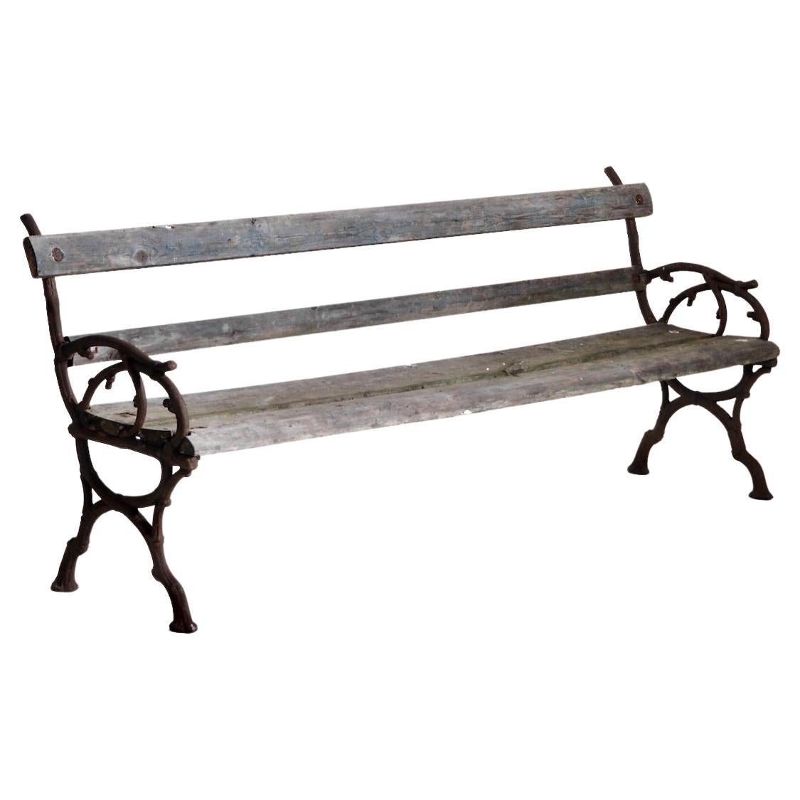 Charming Original Painted Garden Bench, Probably Swedish, 19th Century For Sale